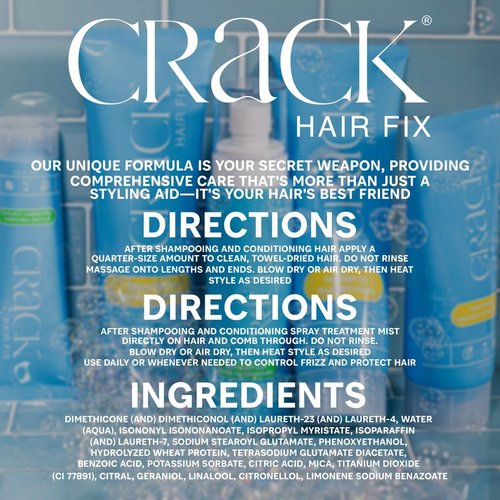 Crack HAIR FIX Styling Creme - Multi-Tasking, Anti-Frizz, Leave-In Styling Aid With Protection from Humidity, Chlorine, Heat Treatments & Sun
