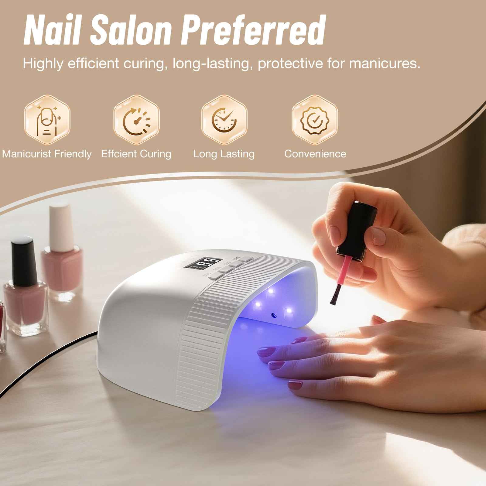 LadyMisty UV Nail Lamp - Fast Drying, UV Light for Gel Nails with 30 Dual Lamp Beads, 4 Timer, LCD Display, Energy Efficient LED Nail Light for Home & Salon