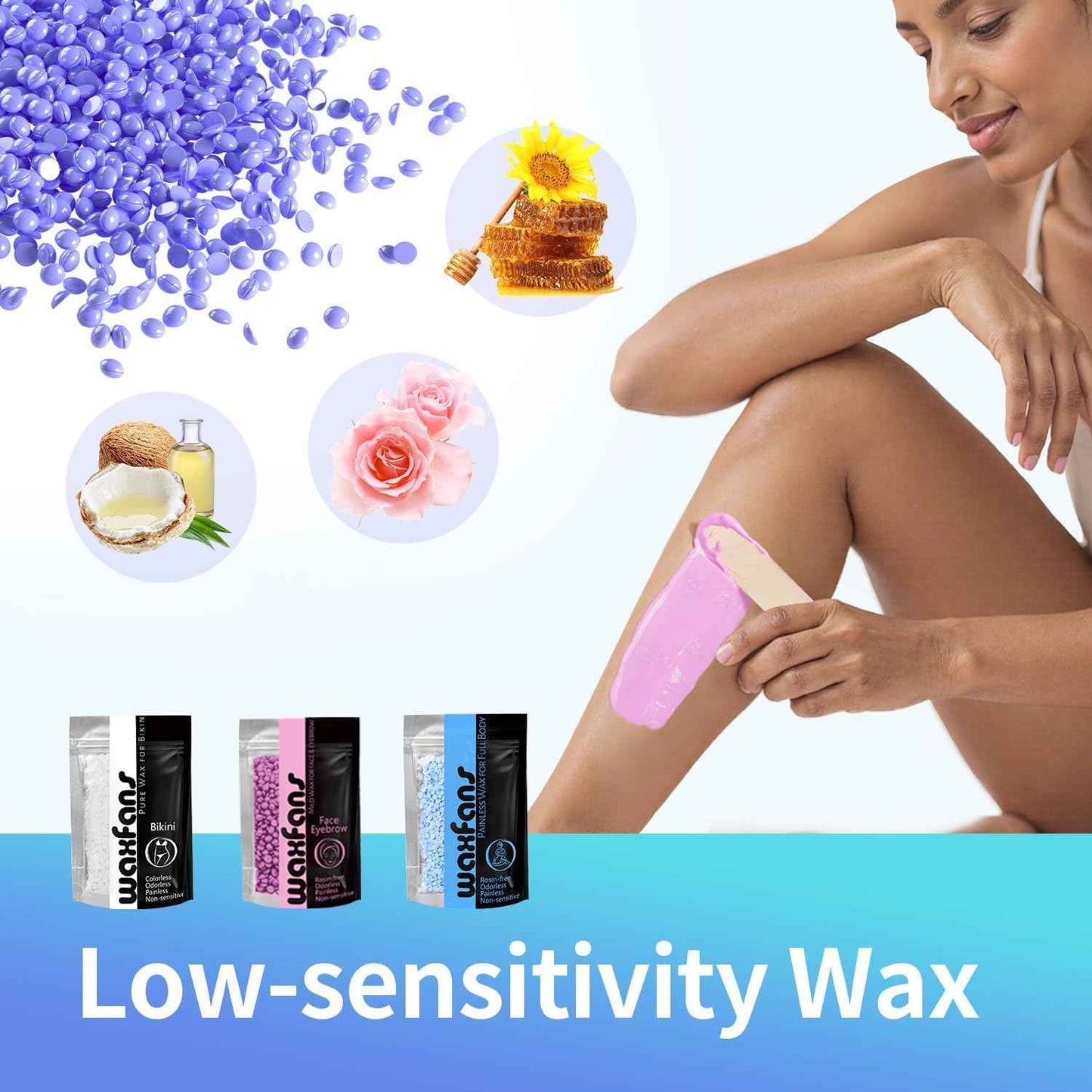 Smart Waxing Kit for Women with Temperature Control,Waxfans Digital Wax Warmer,Gentle Wax Beads for Sensitive Skin,For Brazilian, Bikini, Facial, and Body Hair Removal, at Home Waxing Kit for Women