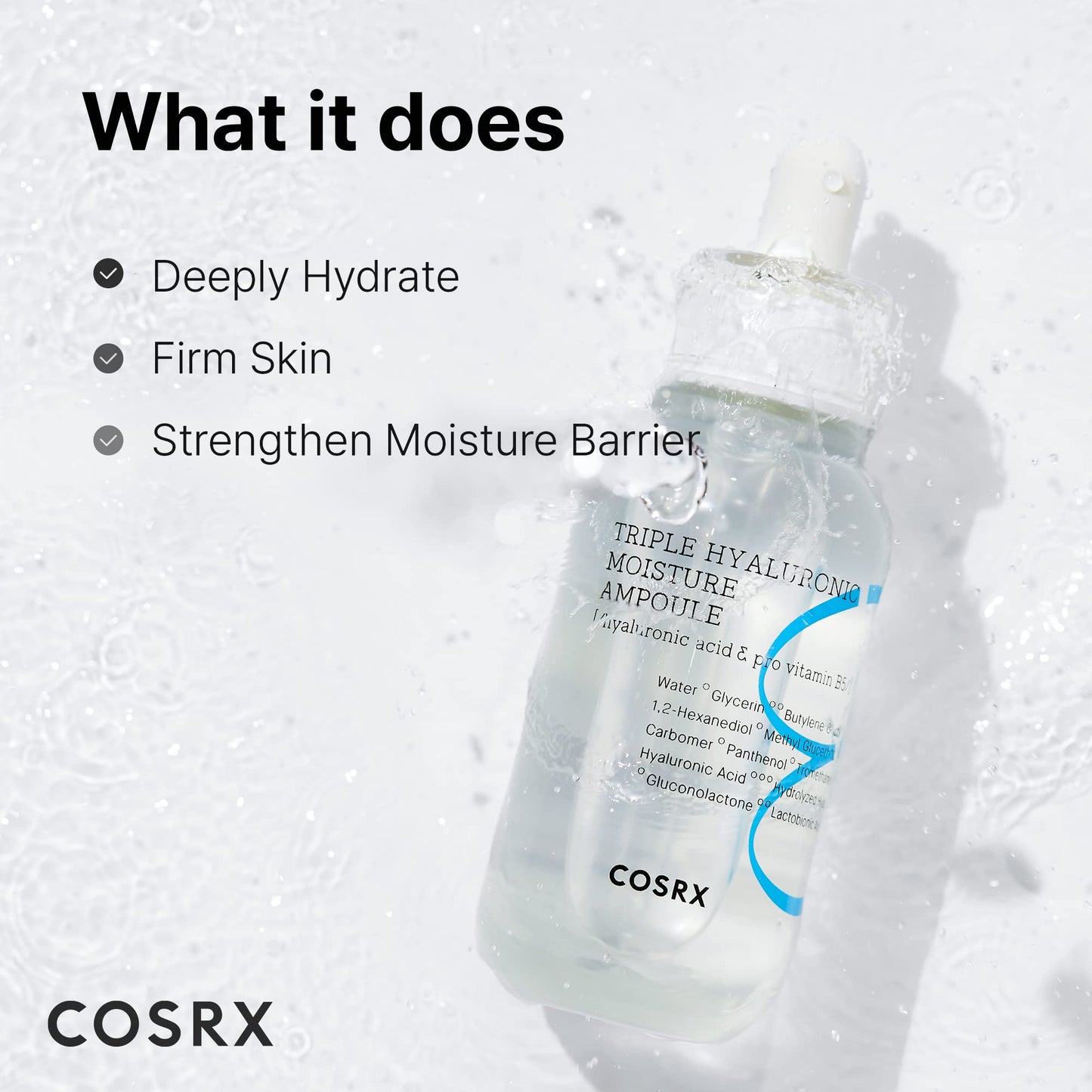 COSRX Hydrium Triple Hyaluronic Moisture Ampoule, 40ml / 1.35 fl.oz | Hyaluronic Acid Viscous Serum | Korean Skin Care, Animal Testing Free, Paraben Free