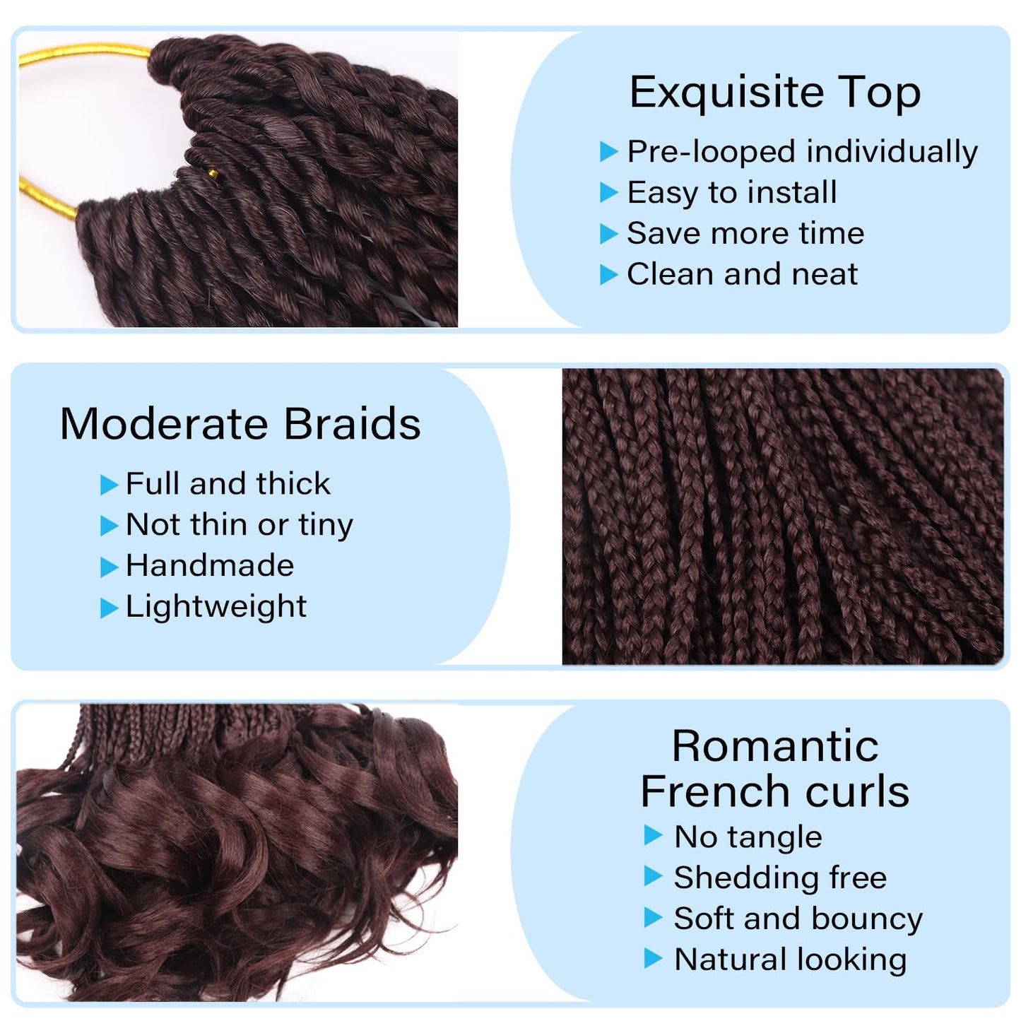 French Curl Crochet Braids 14 Inch French Curl Braiding Hair Pre Looped Goddess Box Braids Crochet Hair for Women Curly Crochet Hair with Curly Ends French Curly Braiding Hair(33#)