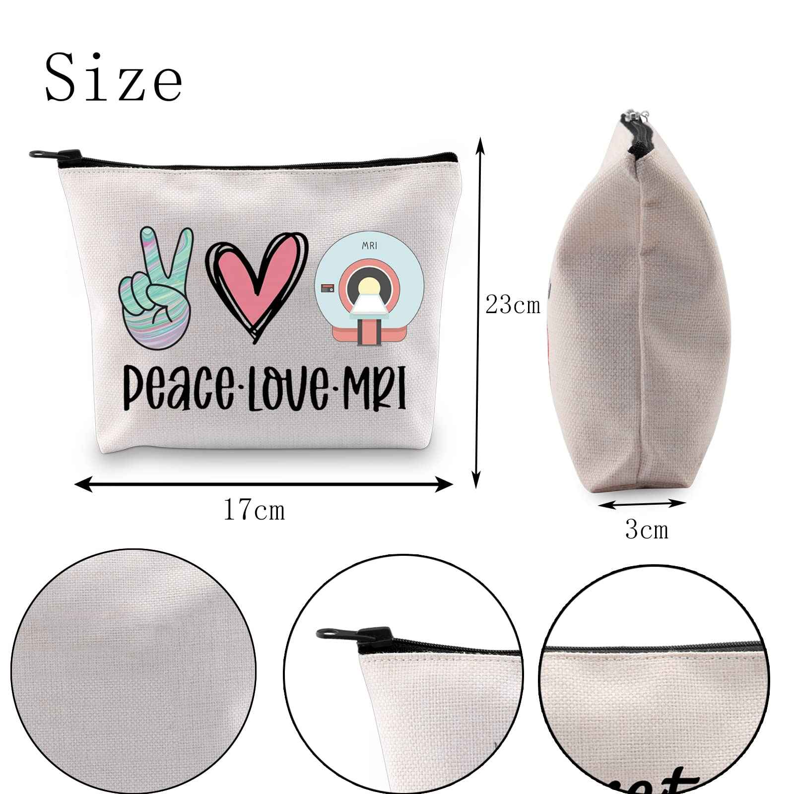 POFULL MRI Tech Gift Radiology Gift Peace Love MRI Cosmetic Bag Rad Tech Gift (MRI bag)