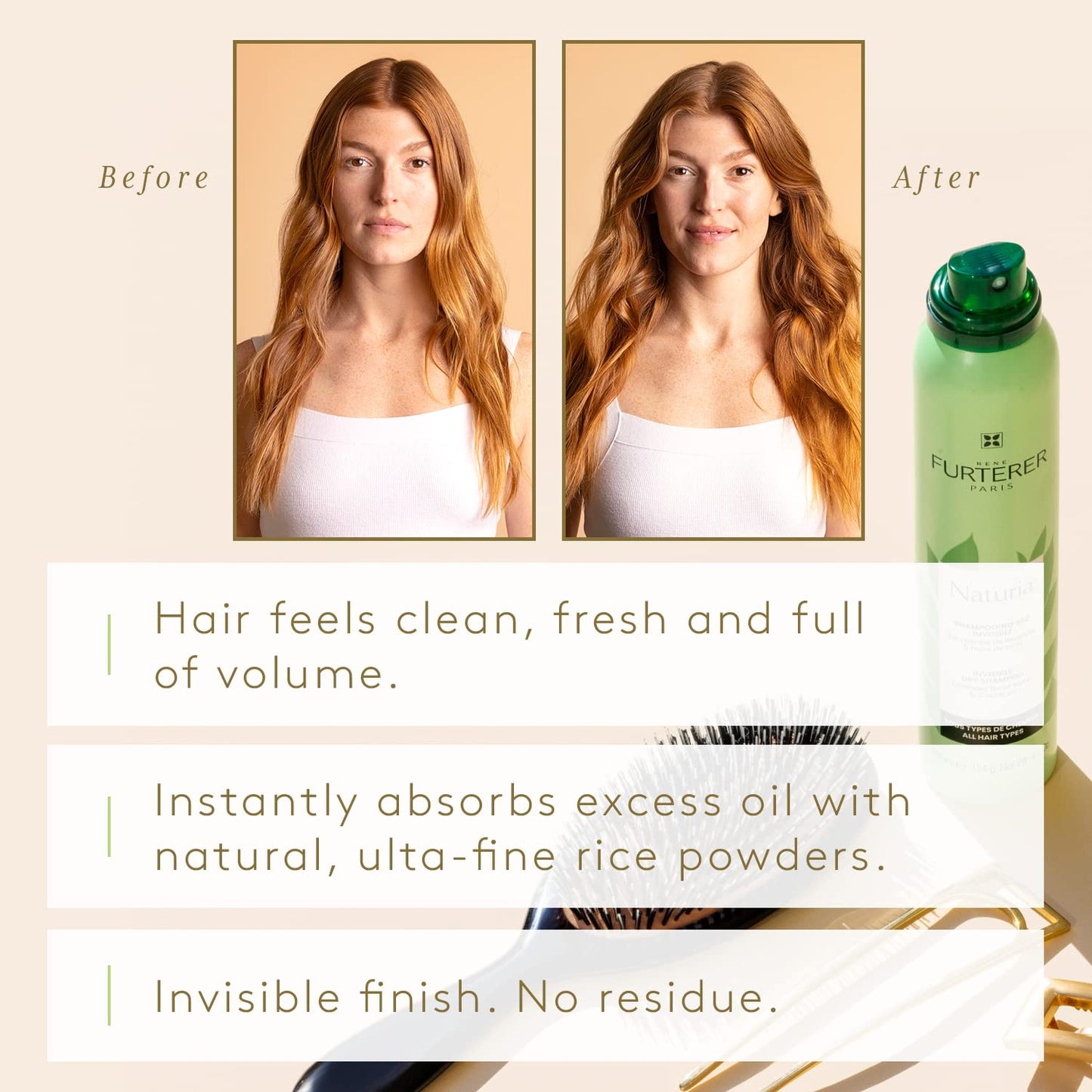 Rene Furterer NATURIA Invisible Dry Shampoo, All Hair Types, Oil-Absorbing, No Residue 4.4oz.