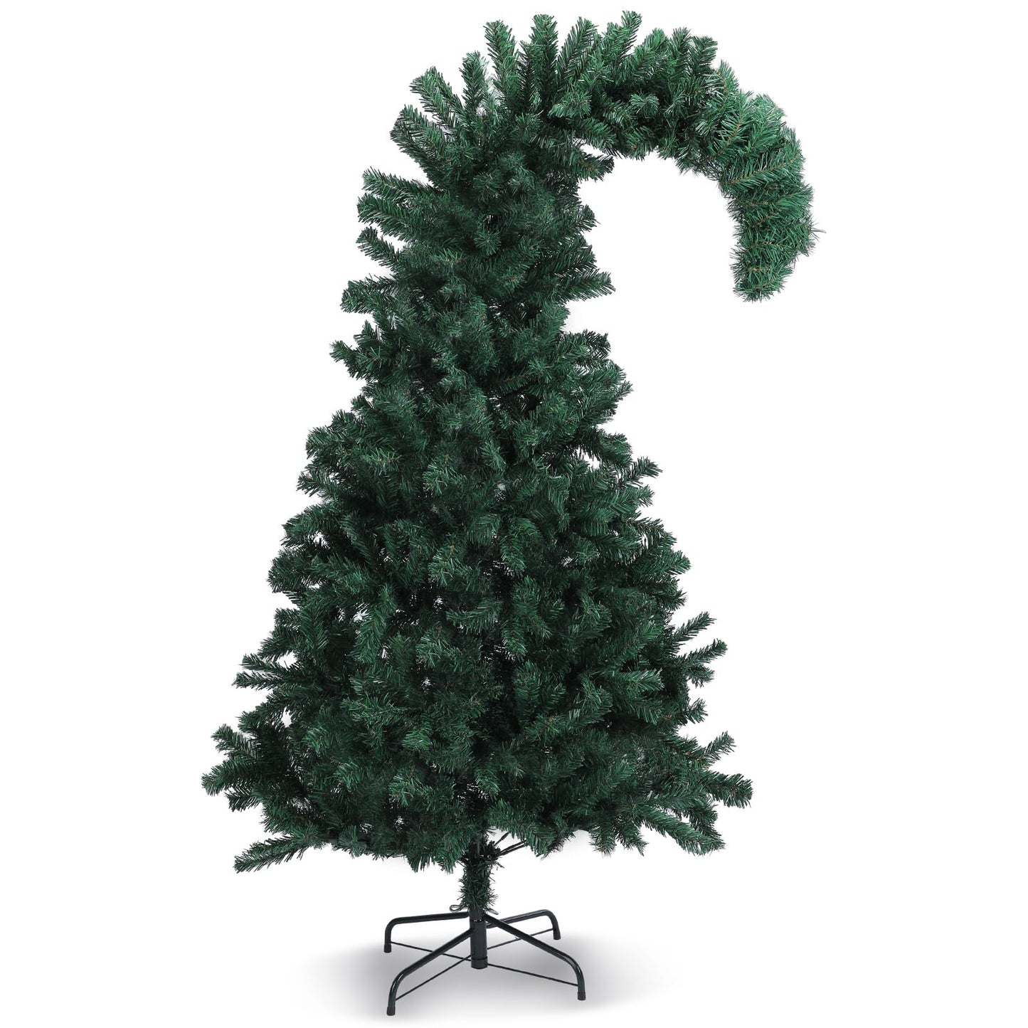 Daifunli 6ft Halloween Christmas Tree Artificial Xmas Tree Halloween Tree Crooked Neck Hinged Spruce Tree Holiday Party Decoration Festival Celebration for Home Office Indoor Decor (Green)