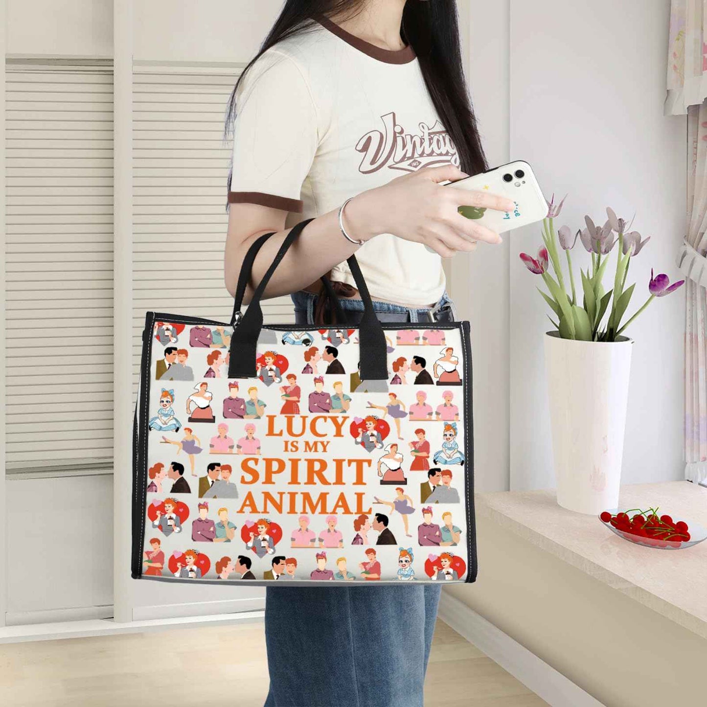 WZMPA Funny Lucy Fans Cosmetic Bag Lucy TV Show Fans Gift Lucy Is My Spirit Animal Zipper Pouch Makeup Bag For TV Series Fans (LUCY Spirit BG)