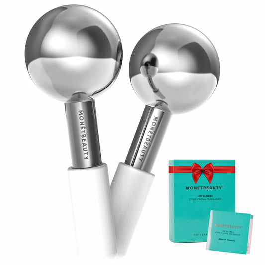 MonétBeauty Stainless Steel Ice Globes for Facials (Silver), Durable Cryo Globes Instantly Reduce Puffiness, Tighten Pores and Sinus Relief, Face Globes for Facial Massages and Daily Beauty Routines