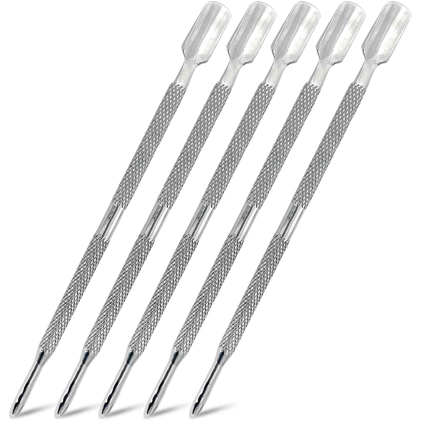 5-Piece Dual-Sided Cuticle Pusher Set - Professional Stainless Steel Manicure Pedicure Nail Care Tools