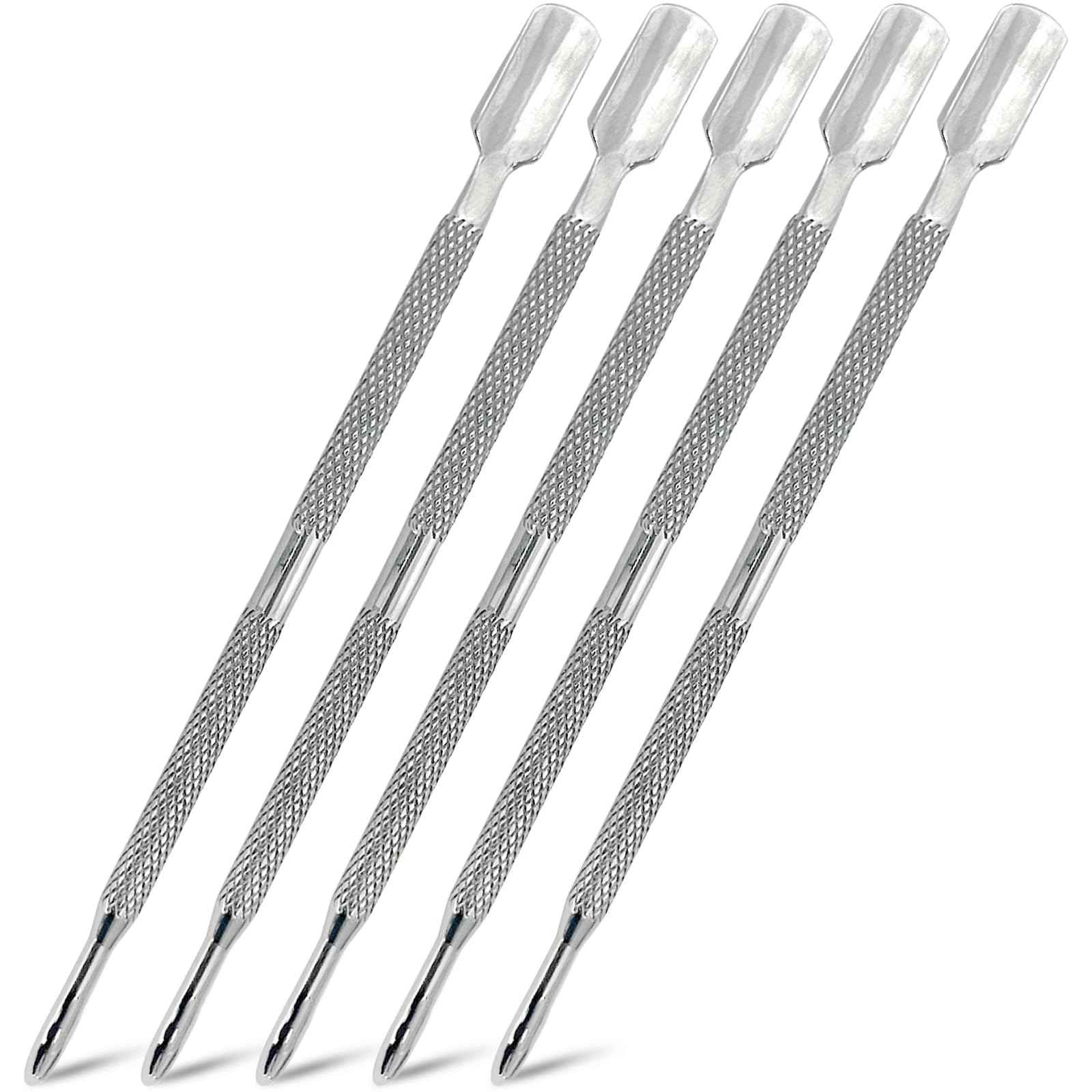 5-Piece Dual-Sided Cuticle Pusher Set - Professional Stainless Steel Manicure Pedicure Nail Care Tools