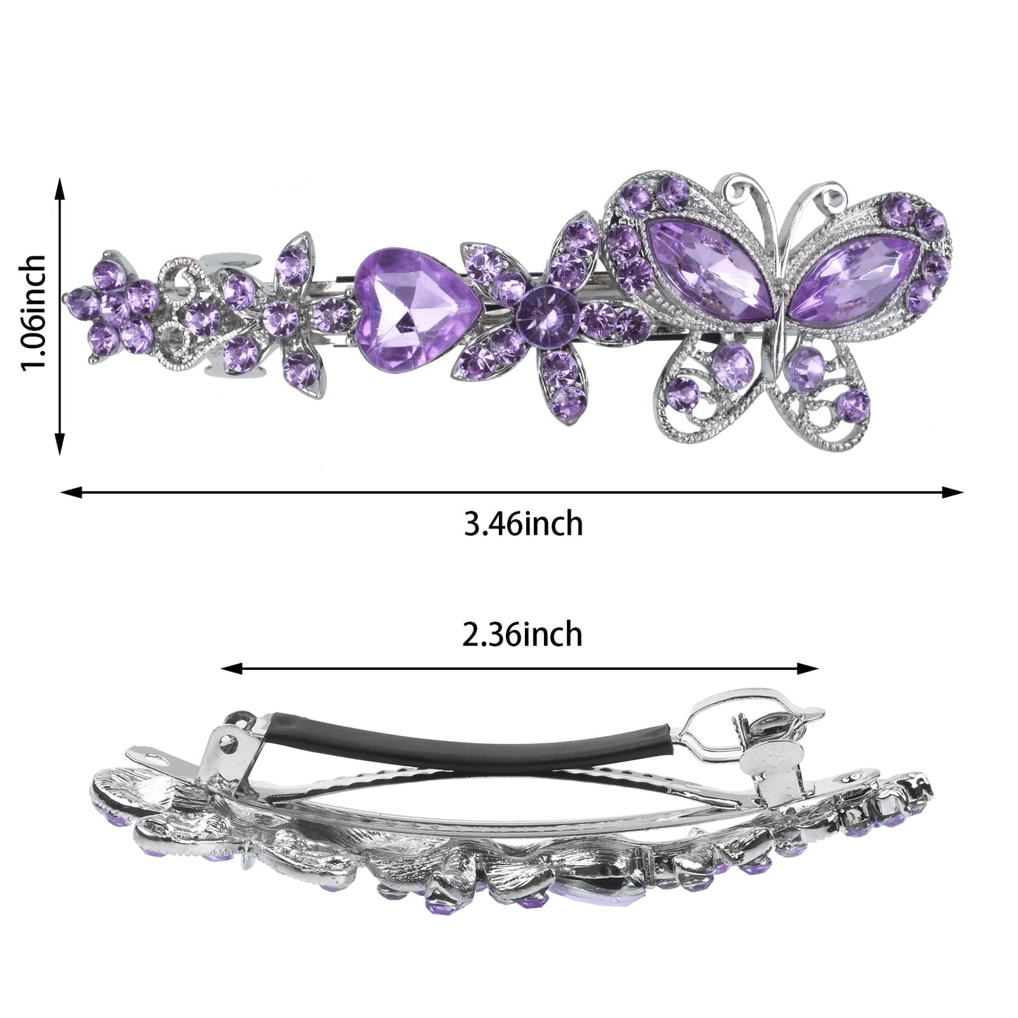 Butterfly Crystal Hair Barrettes, Rhinestones Bride Bridesmaid Hair Clips, White Sparkly Hairgrip Wedding Hair Headwear Accessories for Women Girl