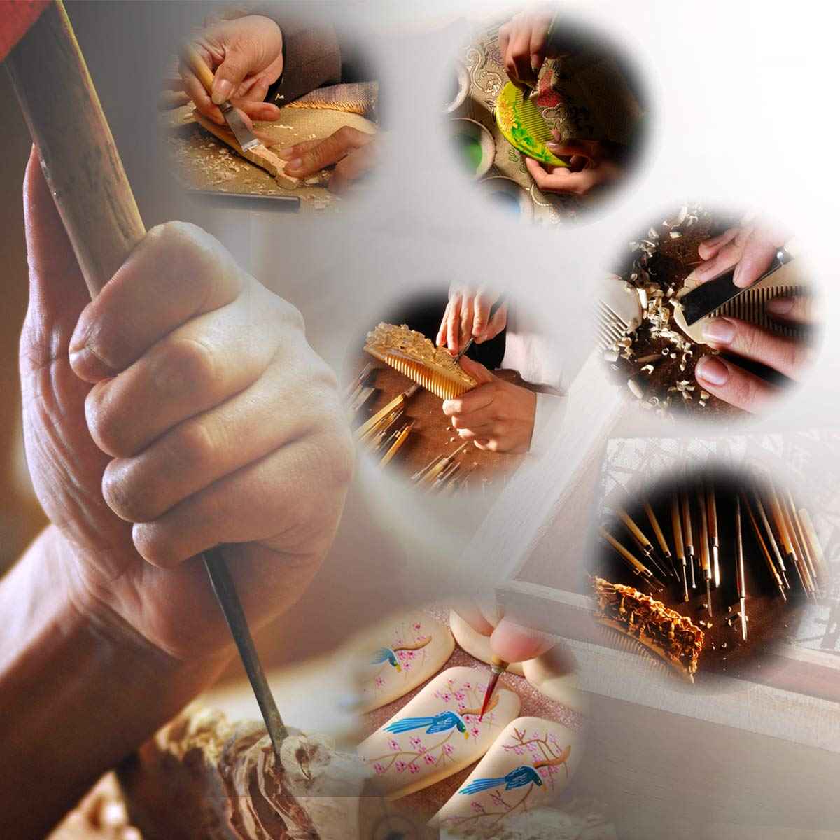 TAN MUJIANG Natural Wood Comb, Handmade Decorative women Hair Comb Tools Salon for Detangling and Styling Wet or Dry Curly, Thick, Wavy, or Straight Hair 7.1" Long Waist comb