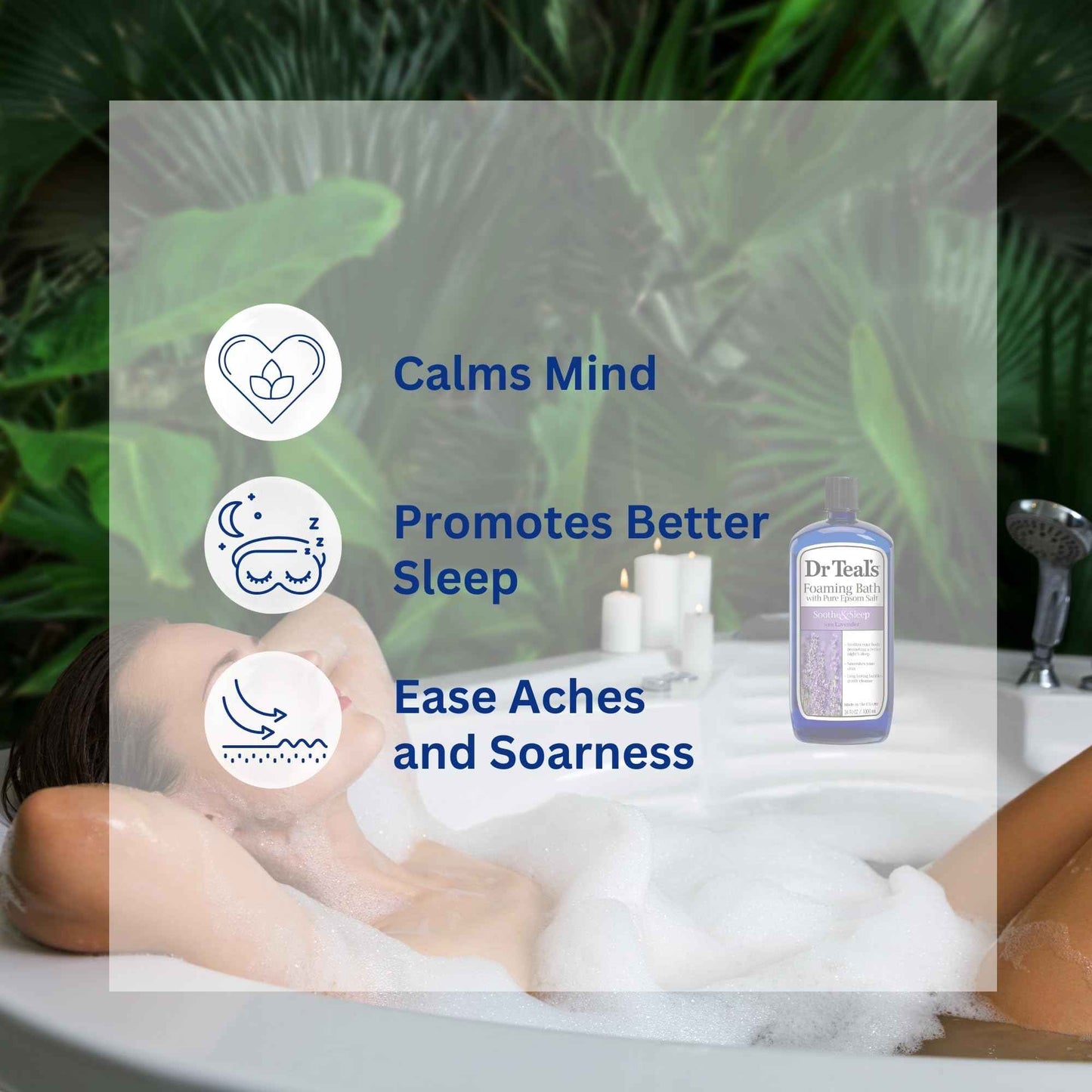 Dr. Teal's Lavender Foaming Bath 34 oz (Pack of 2) with Variety Junction Premium Bath and Shower Sponge, Soothing & Relaxing, Bubble Bath, Soaking Bath, Men's and Women's, Clear