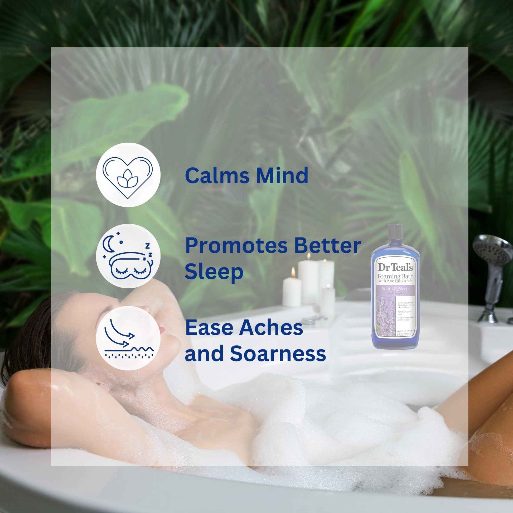 Dr. Teal's Lavender Foaming Bath 34 oz (Pack of 2) with Variety Junction Premium Bath and Shower Sponge, Soothing & Relaxing, Bubble Bath, Soaking Bath, Men's and Women's, Clear