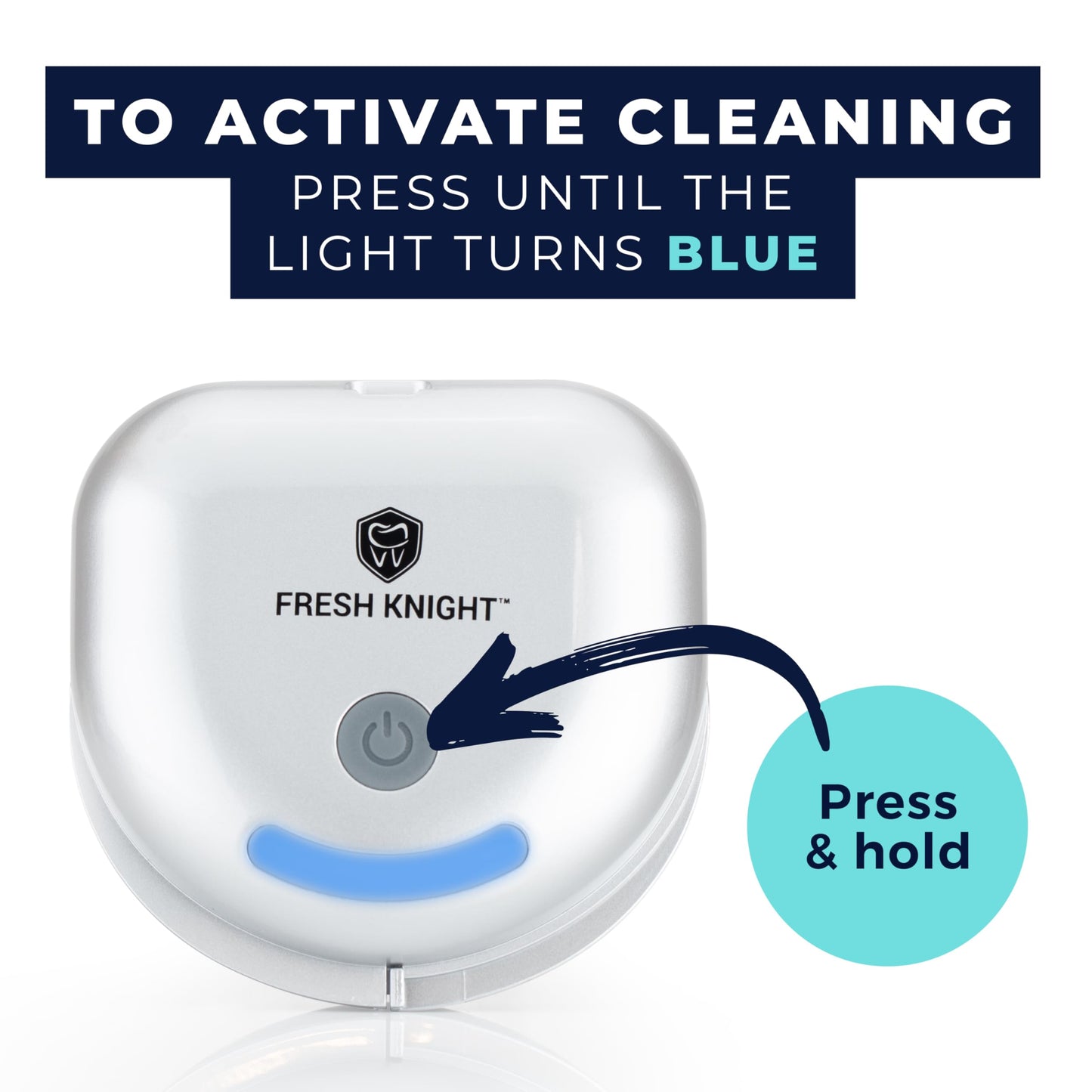 FRESH KNIGHT UVC Retainer Cleaner & Denture Cleaner - UV Retainer Case - Ideal for Invisalign & Mouth Guards - White UV Retainer Container - Convenient Travel Size