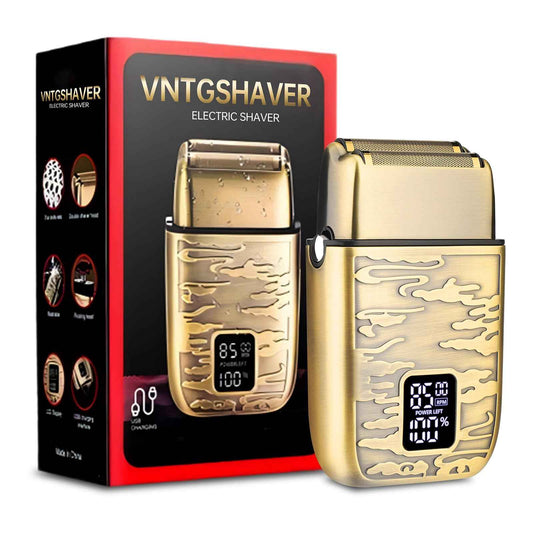 VNTGSHAVER Mens Foil Shavers, Beard Trimmers for Men Professional,Electric Shavers for Men, Mustache Trimmer Face Shaver, Wet/Dry Beard Shaver, 3 Peeds Electric Razor for Face (Bright Bronze)