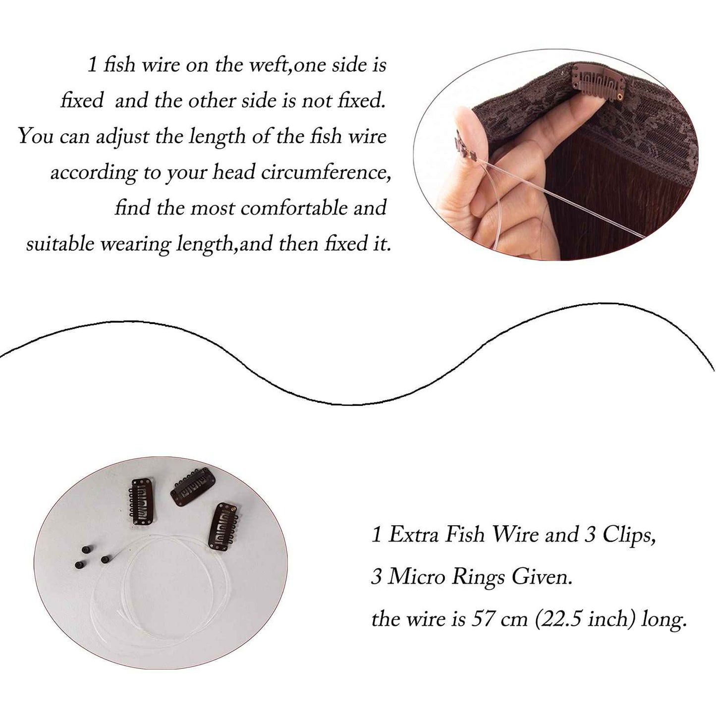 Tinashe Wire Hair Extensions Real Human Hair Medium Brown Straight Hair Extensions 12inch 70g Invisible Wire Fish Line Straight Human Hair Extension (12 inch, #4)