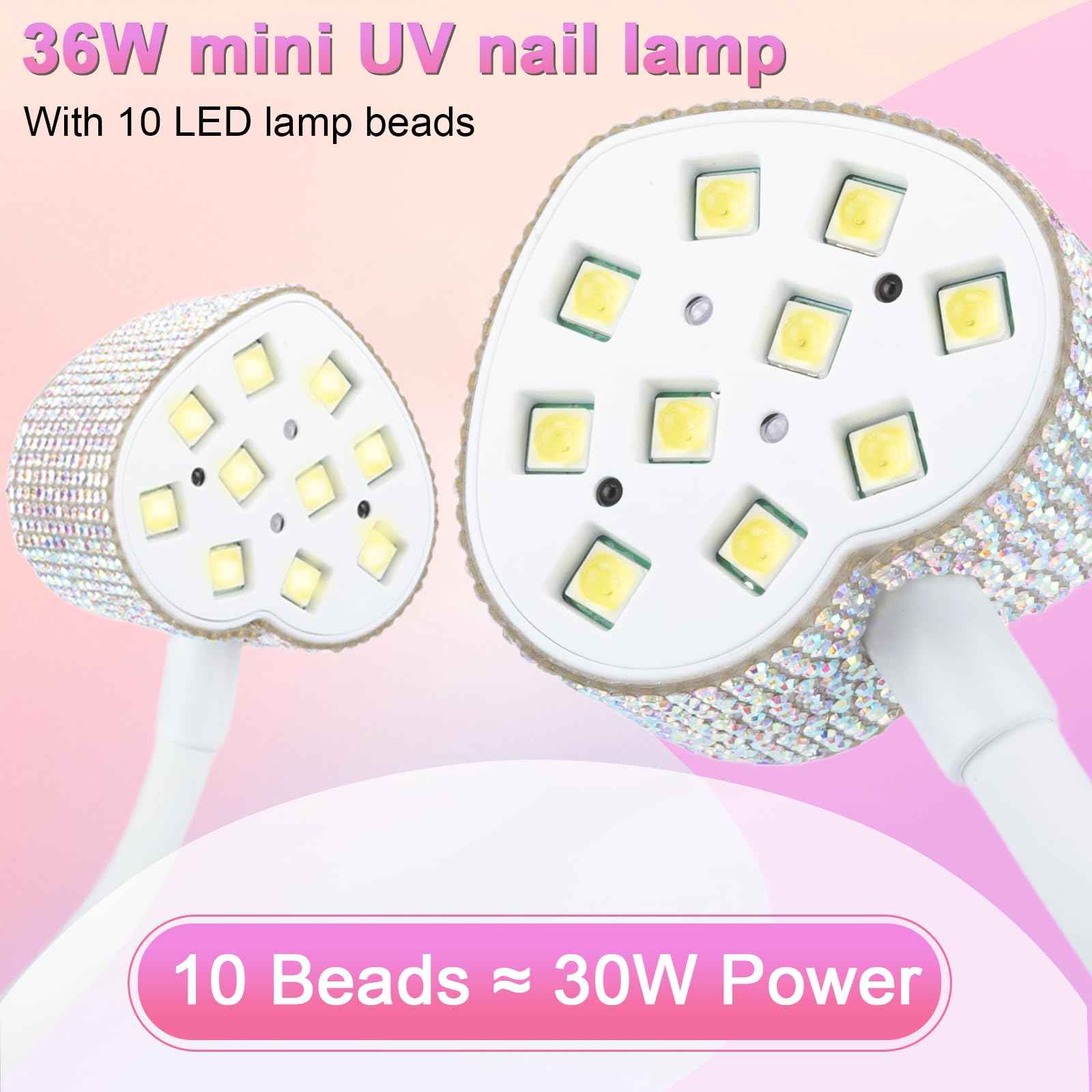 UV Nail Lamp, Mini UV Light for Gel Nails Polish Fast Curing Goosenecks Lamp, 30W Rechargeable LED Nail Light with 2 Timers & Auto Sensor for Salon Home DIY Use