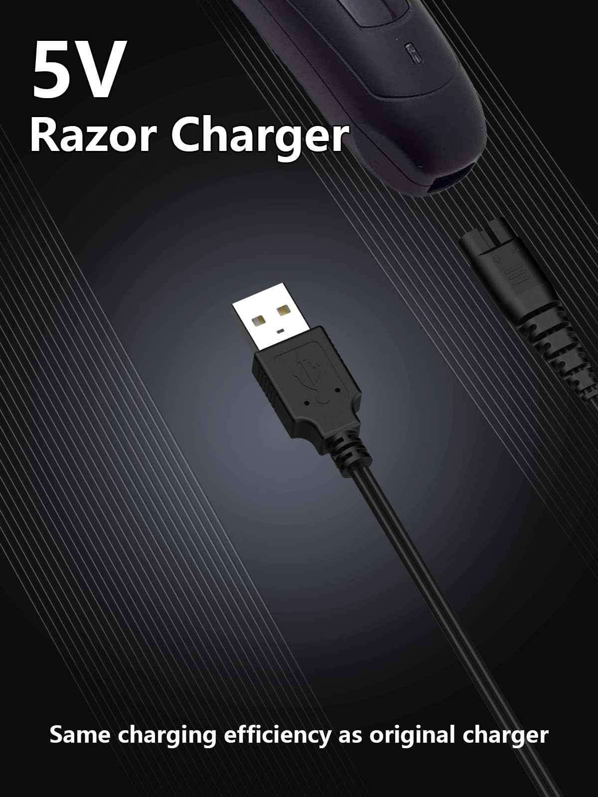 USB Charger Cord Compatible with Hatteker Cordless Pro Hair Clippers Beard Trimmer RFC-588 RFC-598 RFC-690 RFC-692 RFC-696 RSCX-7568 RSCX-9598 Shaver Razor Power Charging Cable Replacement Black 5FT