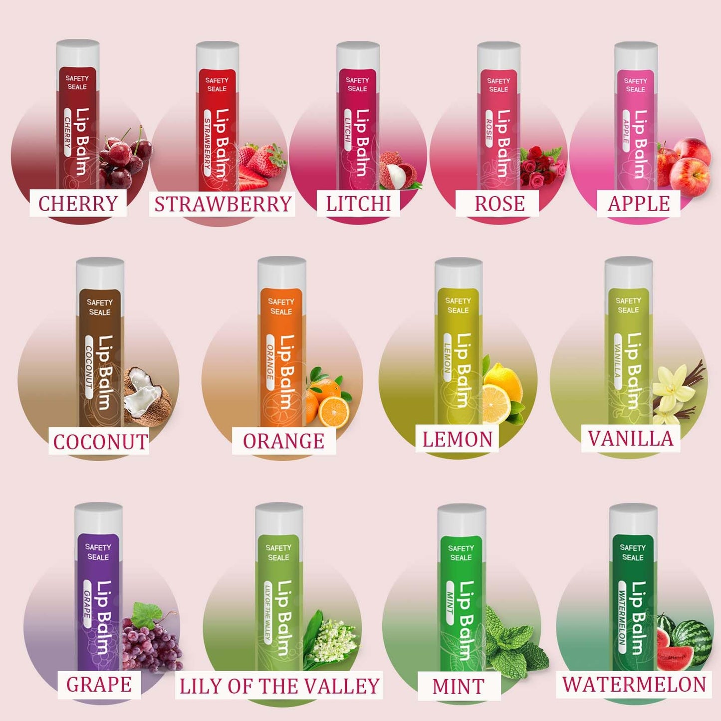 Yopela 130 Pack Natural Lip Balm Bulk with Vitamin E and Coconut Oil - Moisturizing, Soothing, and Repairing Dry and Chapped Lips - 13 Flavors - Non-GMO 0.15 Oz