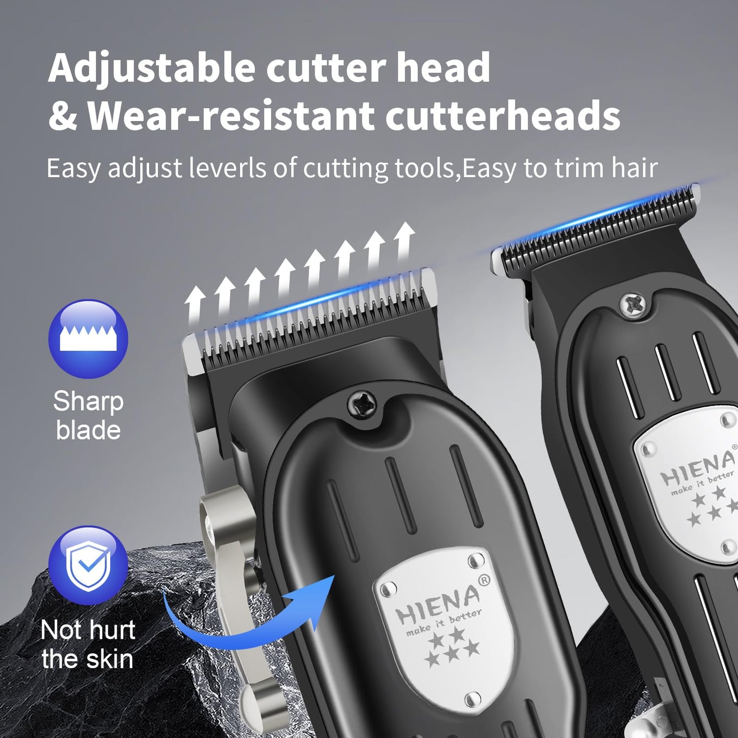 HIENA PRO Professional Hair Clippers for Men Rechargeable Barber Clippers & Trimmers Set, Hair Clippers Set Cordless Hair Clippers Kit with LCD Display, Gifts for Men