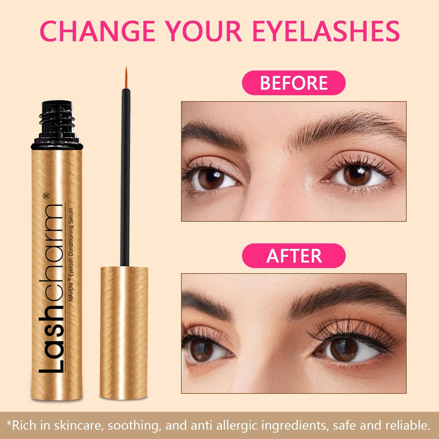 MAVENI Lash Enhancing Serum, Women's Advanced Cosmetics, Eyelash Growth Serum, Promote Longer, Fuller, and Denser Eyelashes, Fast and Effective (5ml)