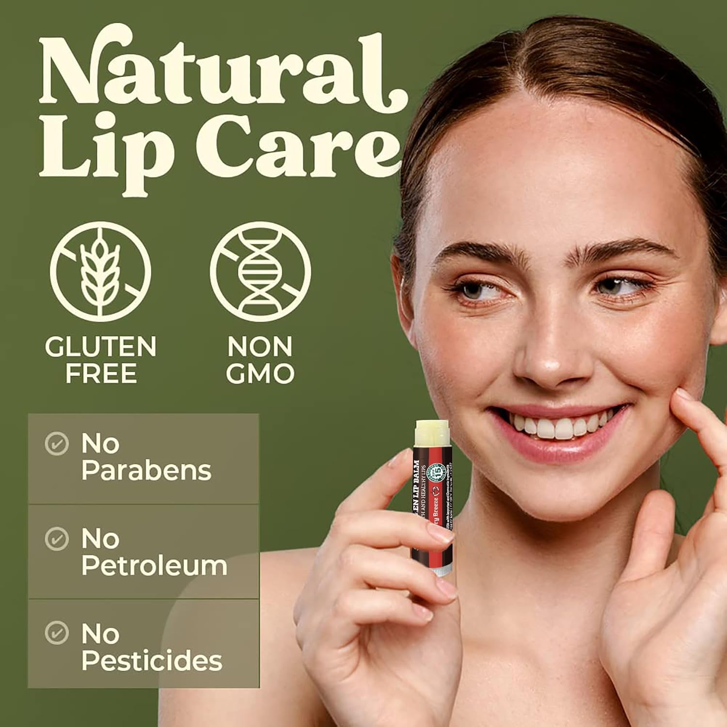 Earth's Daughter USDA Organic Lip Balm 6-Pack - Fruit Flavors, Beeswax, Coconut Oil, Vitamin E - Best Lip Repair Chapstick for Dry Cracked Lips - Moisturizing Lip Care