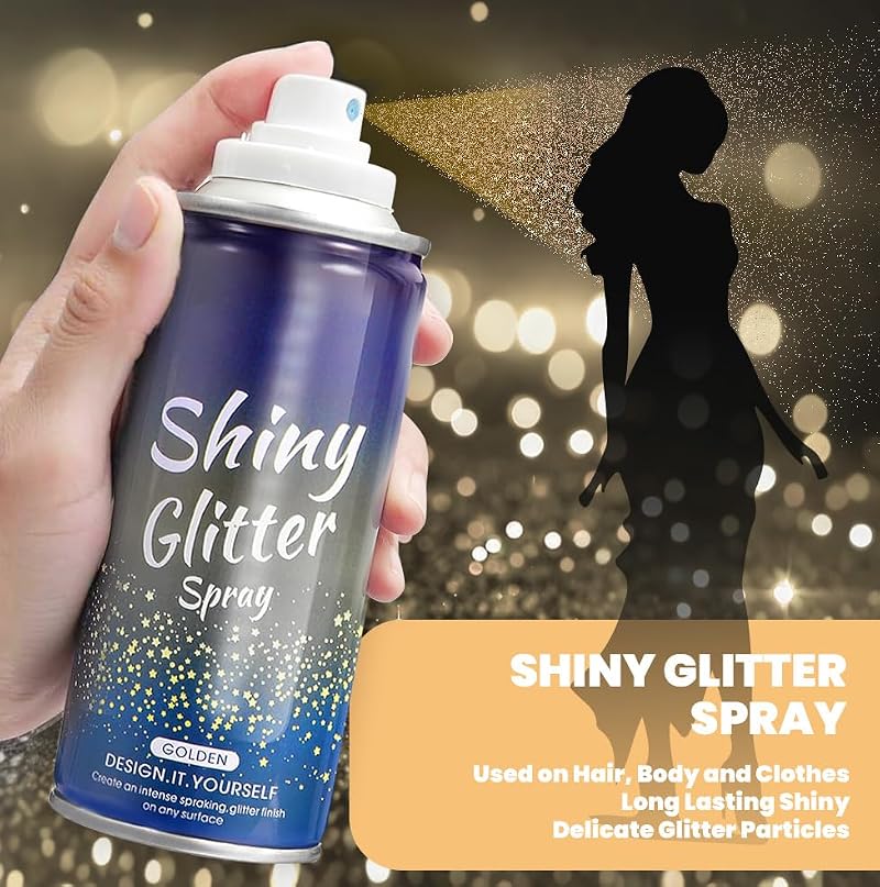 Body Glitter Spray - Holographic Gold Shimmer for Hair & Skin