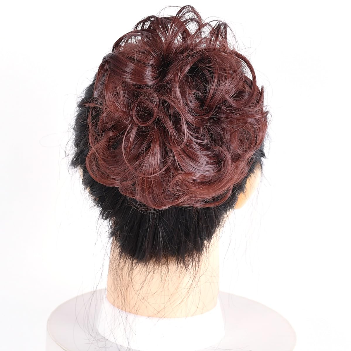 Messy Hair Bun Chignon Donut Hair Pad Elastic Hair Rope Rubber Band Synthetic Hairpiece Dark Auburn Color (41#)