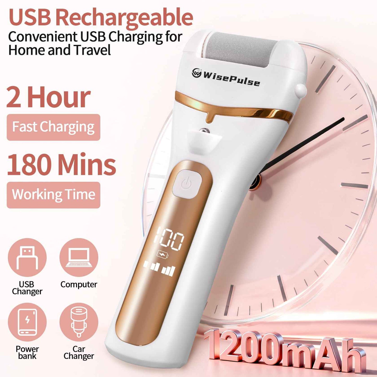 Electric Foot Callus Remover, Rechargeable Electric Callus Remover for Feet with 3 Speed, 9 in 1 Pedicure Kit with Nano-Glass, Waterproof Professional Foot File for Dead, Hard, Cracked Skin(Yellow)