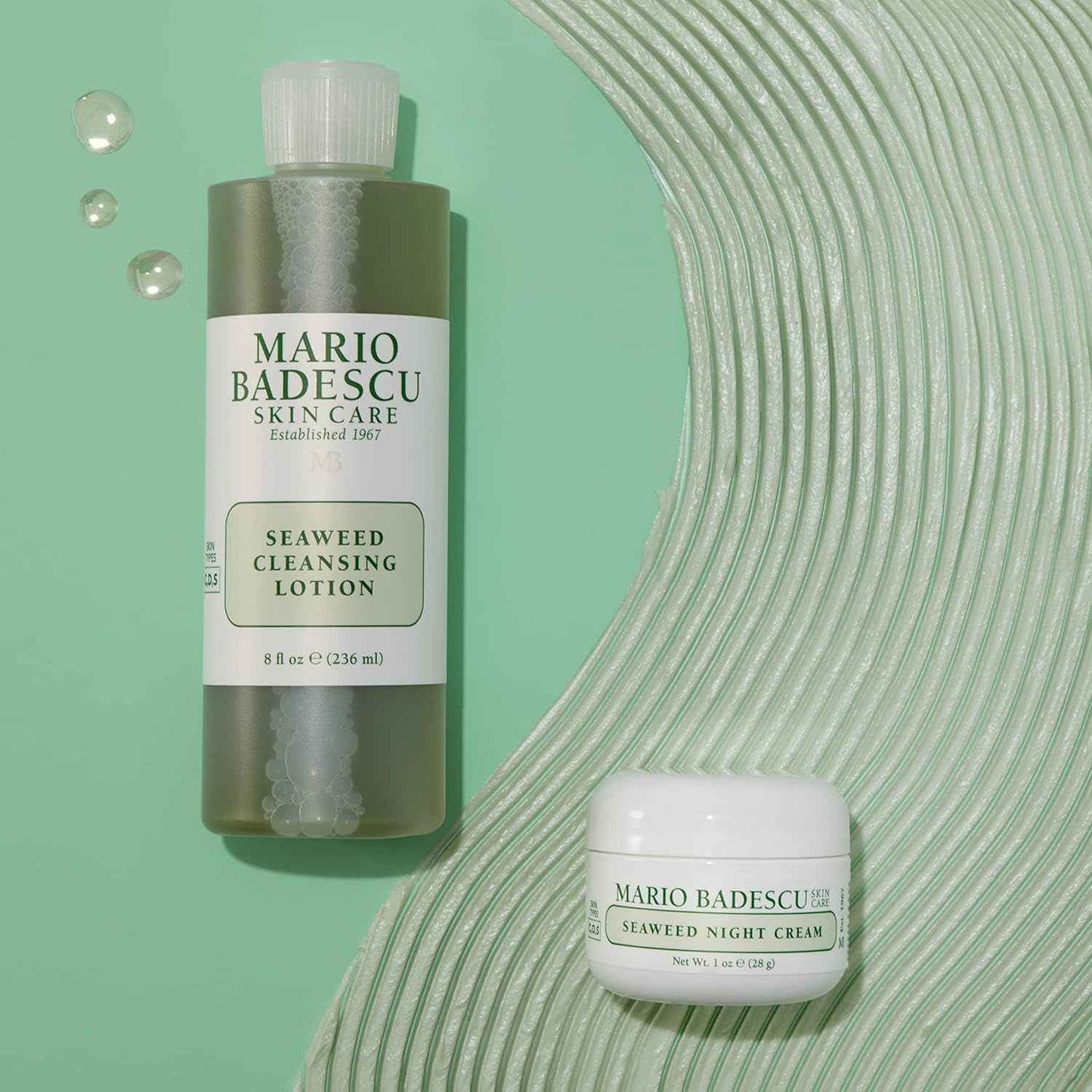 Mario Badescu Seaweed Cleansing Lotion Toner & Seaweed Night Cream Bundle – Facial Toner with Witch Hazel & Aloe Vera + Face Cream with Collagen & Hyaluronate for Hydrated, Balanced Skin Care