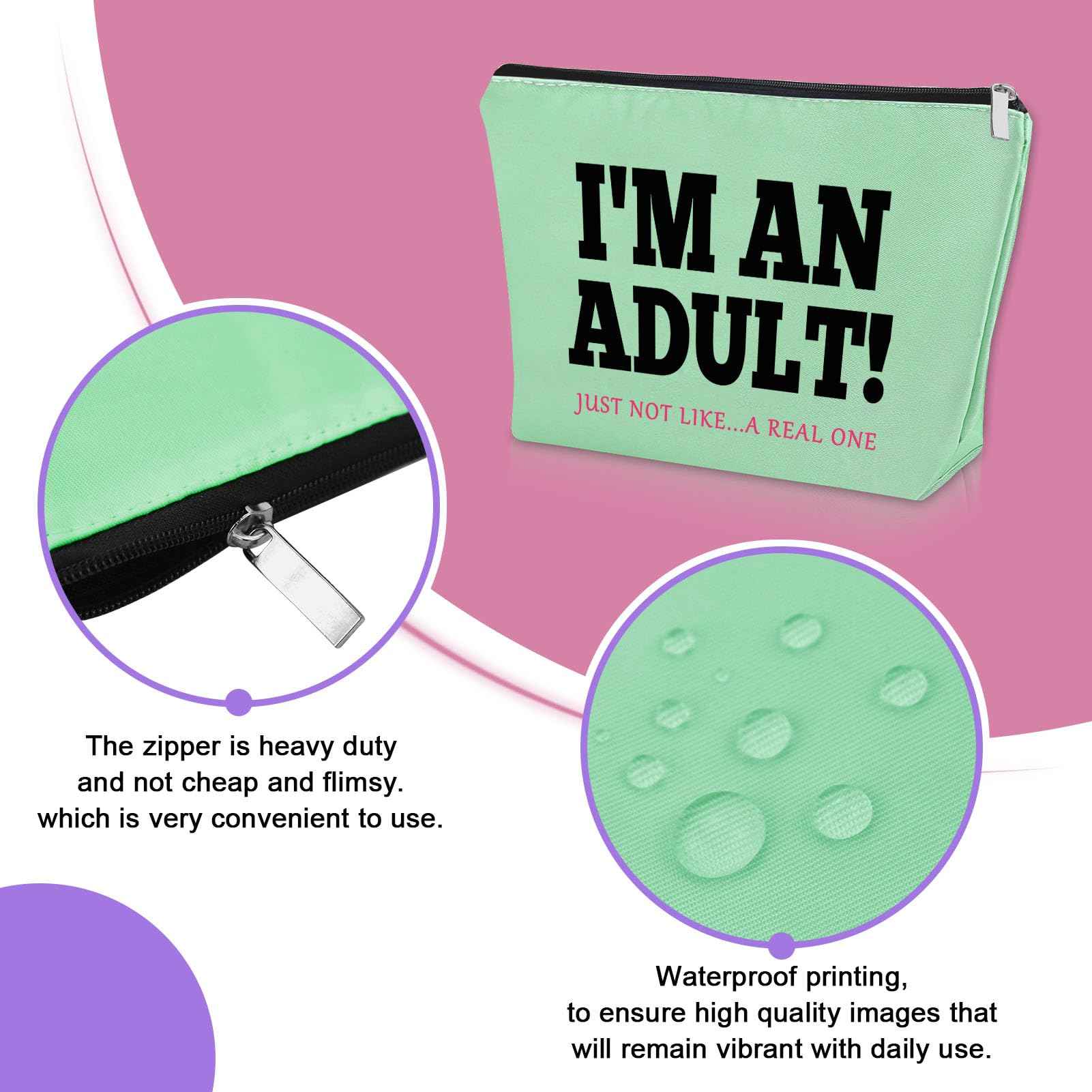 Sazuwu 18th Birthday Gifts for Girls Green Makeup Bag 18 Year Old Decorations Daughter Presents for Turning 18 Cosmetic Bag Eighteenth Birthday Gifts Born in 2007 Travel Pouch