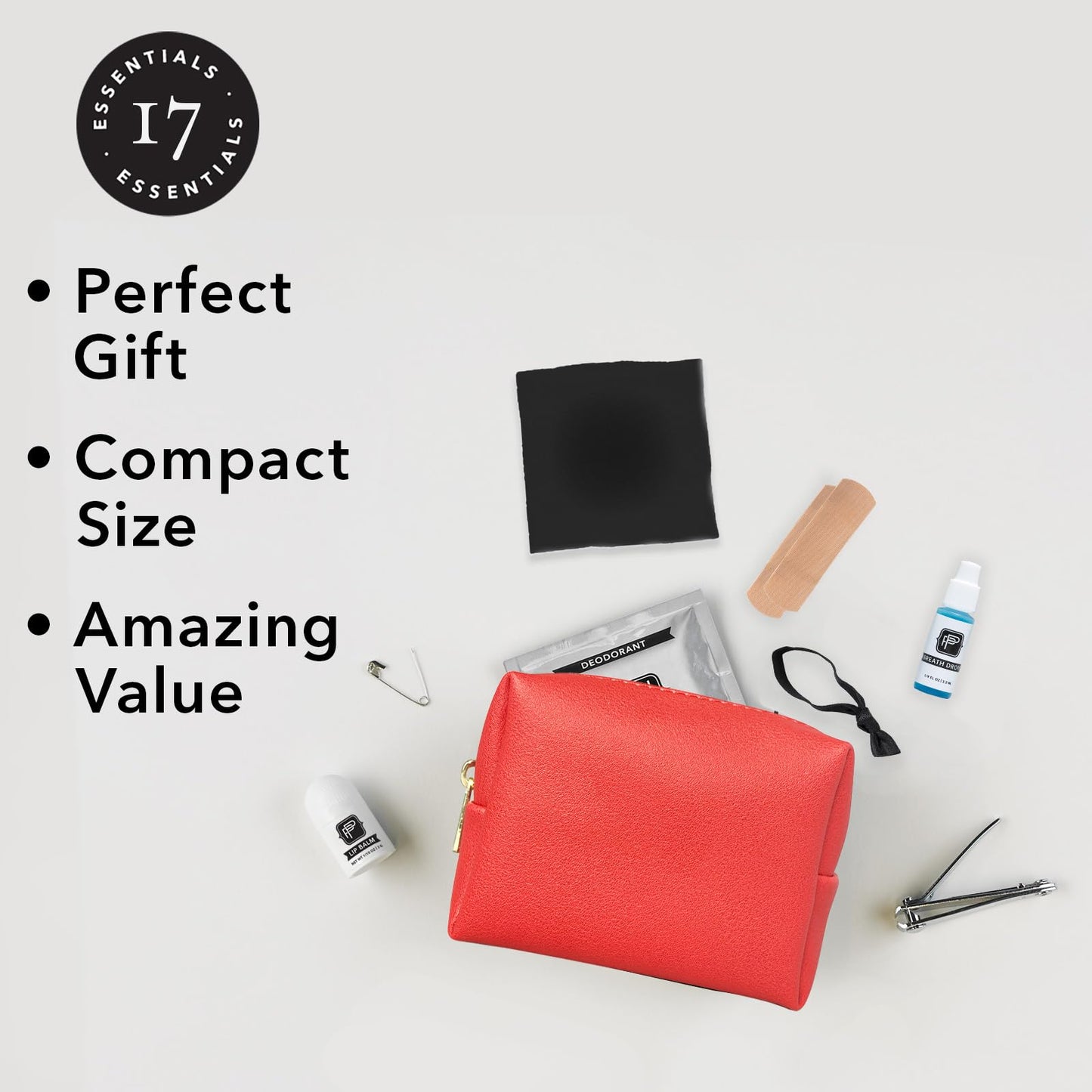 Pinch Provisions Gym Kit, includes 15 Personal Care Essentials for Wellness & Beauty, Perfect for Gifts, Gym Bags, Duffle Bags & Lockers (Poppy Red)