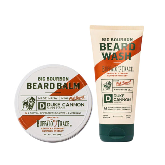 Duke Cannon Bourbon Beard Wash & Bourbon Beard Balm Care Set - 2 Pack, Woodsy Oak Barrel Scent, SLS & Paraben-Free, 6oz Wash & 1.6oz Balm