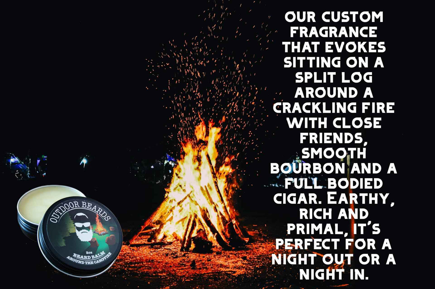 Outdoor Beards Beard Balm | 2 oz Cleansing Balm for Beards Short or Long | Beard Conditioner for Men | Essential Moisturizer for Every Man's Beard | Leave Hair and Skin Healthy (Around the Campfire)