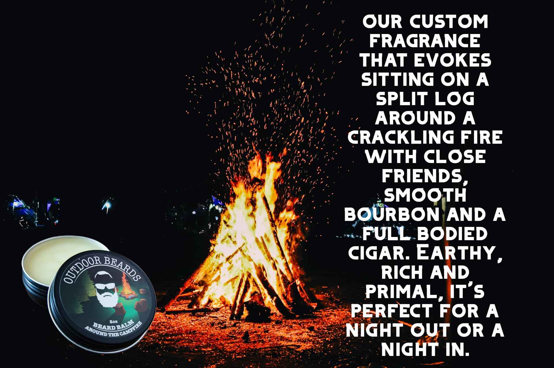 Outdoor Beards Beard Balm | 2 oz Cleansing Balm for Beards Short or Long | Beard Conditioner for Men | Essential Moisturizer for Every Man's Beard | Leave Hair and Skin Healthy (Around the Campfire)