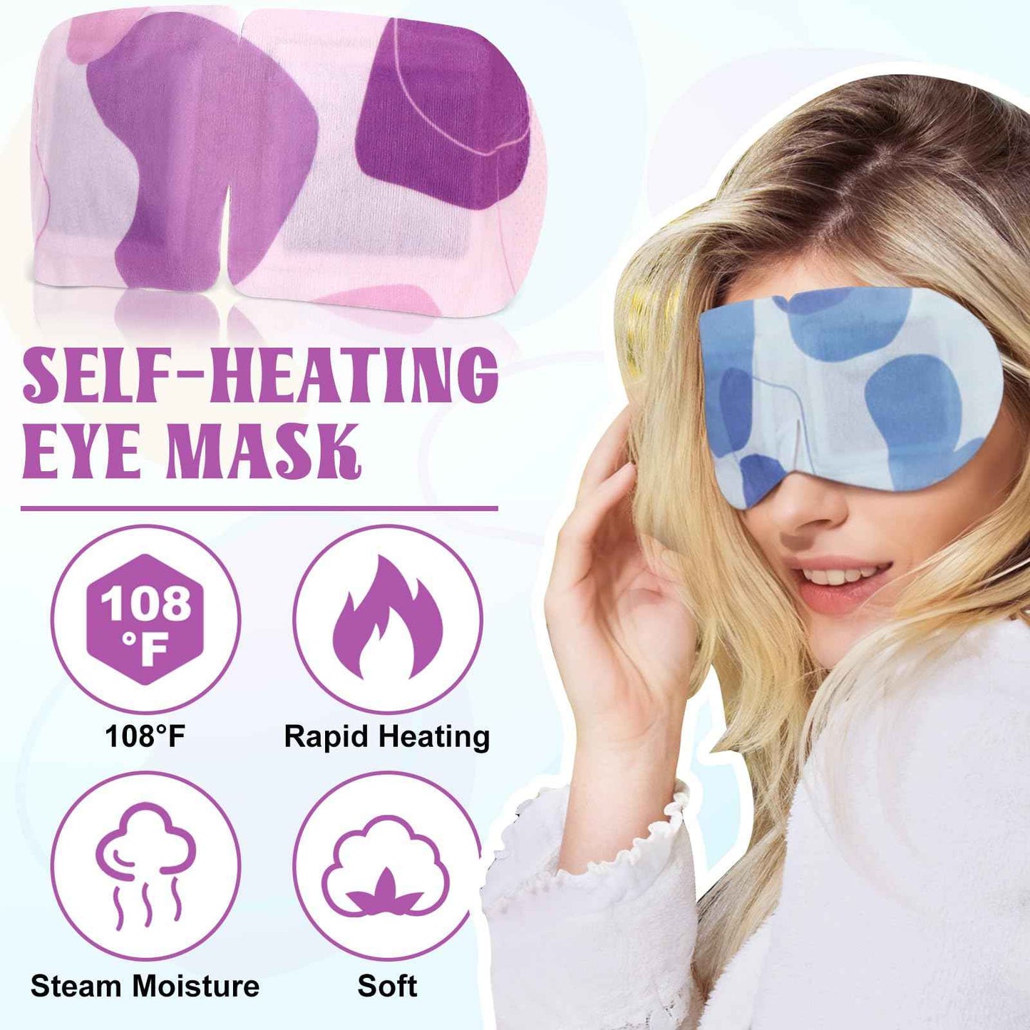 Chicingyou 100 Pcs Steam Eye Masks Disposable Self Heating Eye Mask Bulk Warm Compress Gifts for Home Office Travel Warm Sleep Eyestrain Relieve Supplies