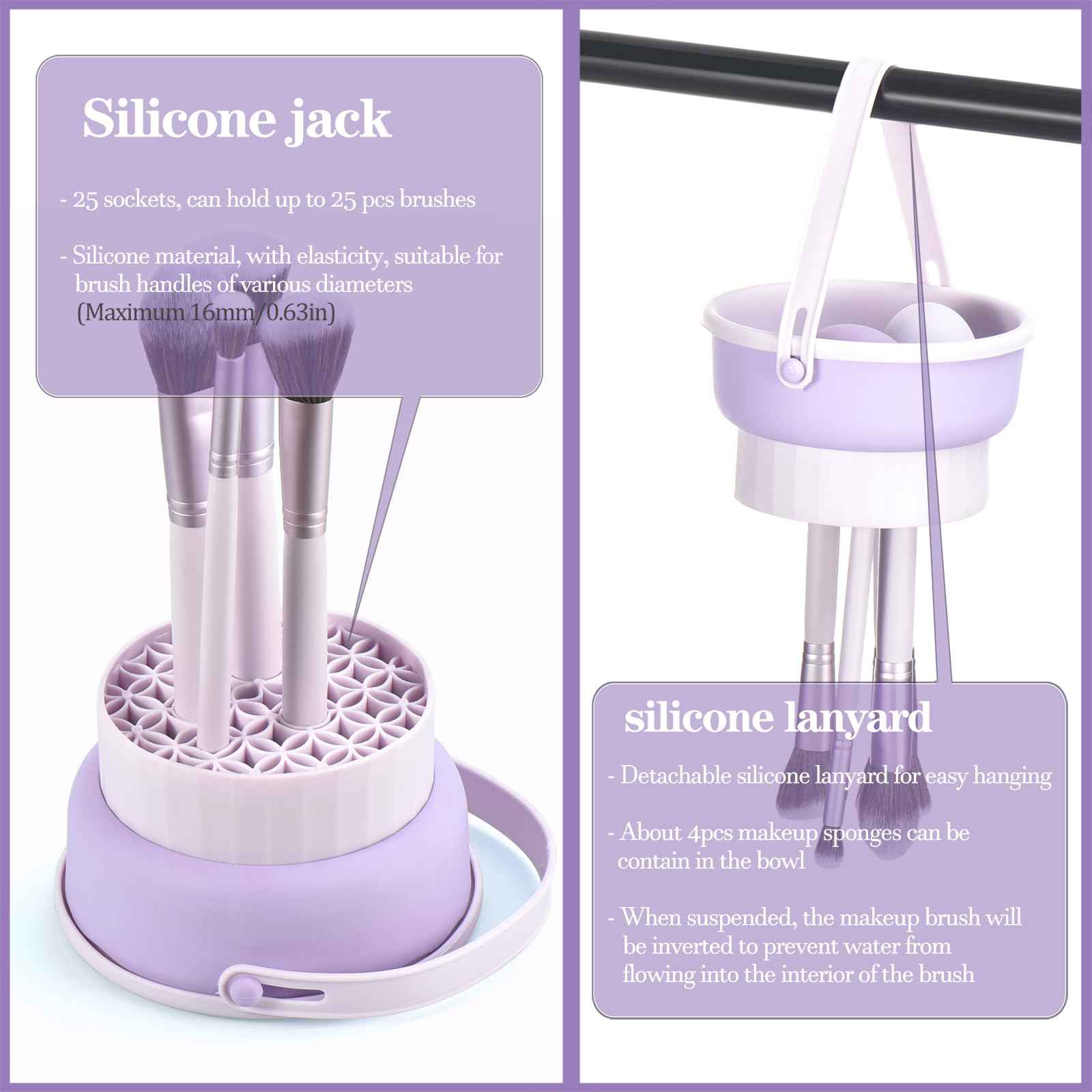 31pcs Makeup Brushes Purple And Makeup Sponges And With Tools Combination Wooden Make up Brushes For Girls Silicone Makeup Brush Cleaner Bowl Professional Makeup Brush Sets For Women(Purple 31pcs)