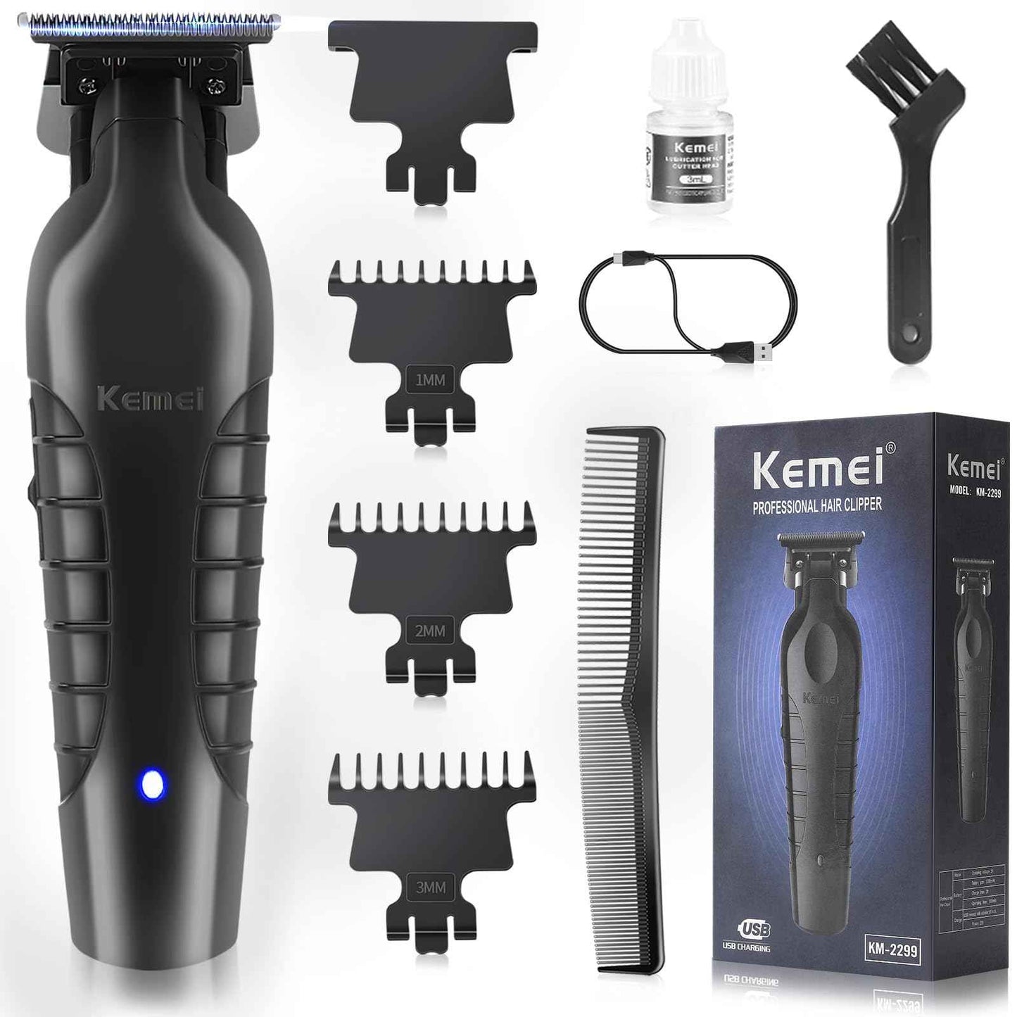 KEMEI 2299 Cordless Hair Clippers for Men Professional Zero Gapped Trimmer & Barber Hair Cutting Kit, Ideal Gifts for Men