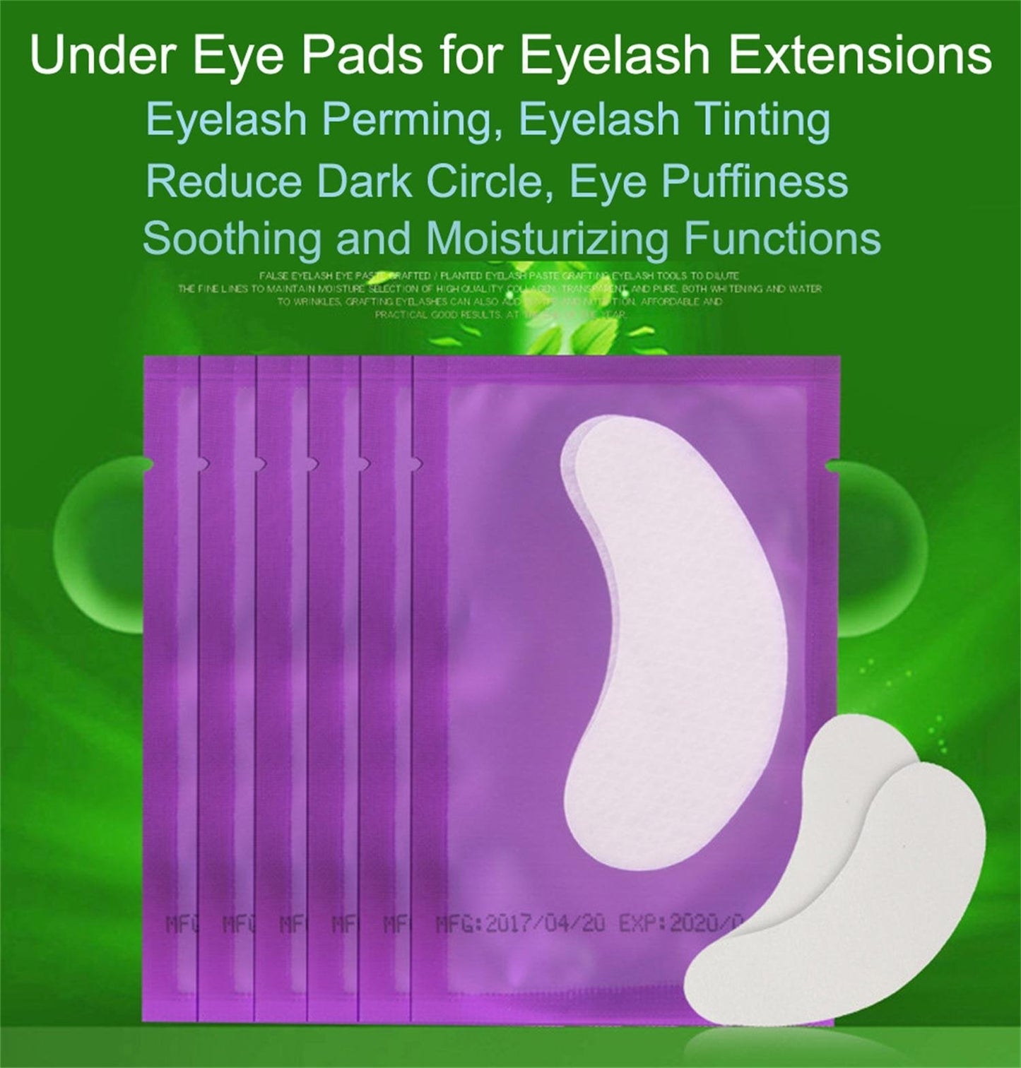 Voncasen 100 Pairs Set Under Eye Pads, Comfy and Cool Under Eye Patches Gel Pad for Eyelash Extensions Eye Mask Beauty Tool (Purple)