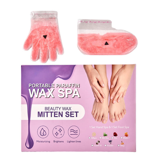 KmaxShip 10-Minute Paraffin Hand & Foot Treatments, Self Contained Paraffin Wax Gloves and Booties Set for Intensive Hydration At Home (Rose)