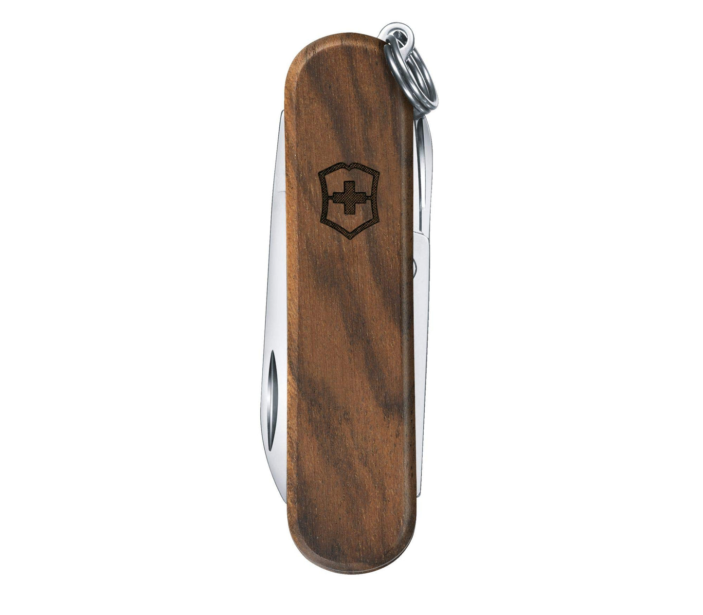 Victorinox Classic SD Walnut Swiss Army Knife, Compact, 5 Functions, Swiss Made Pocket Knife with Small Blade, Screwdriver and Key Ring - Wood