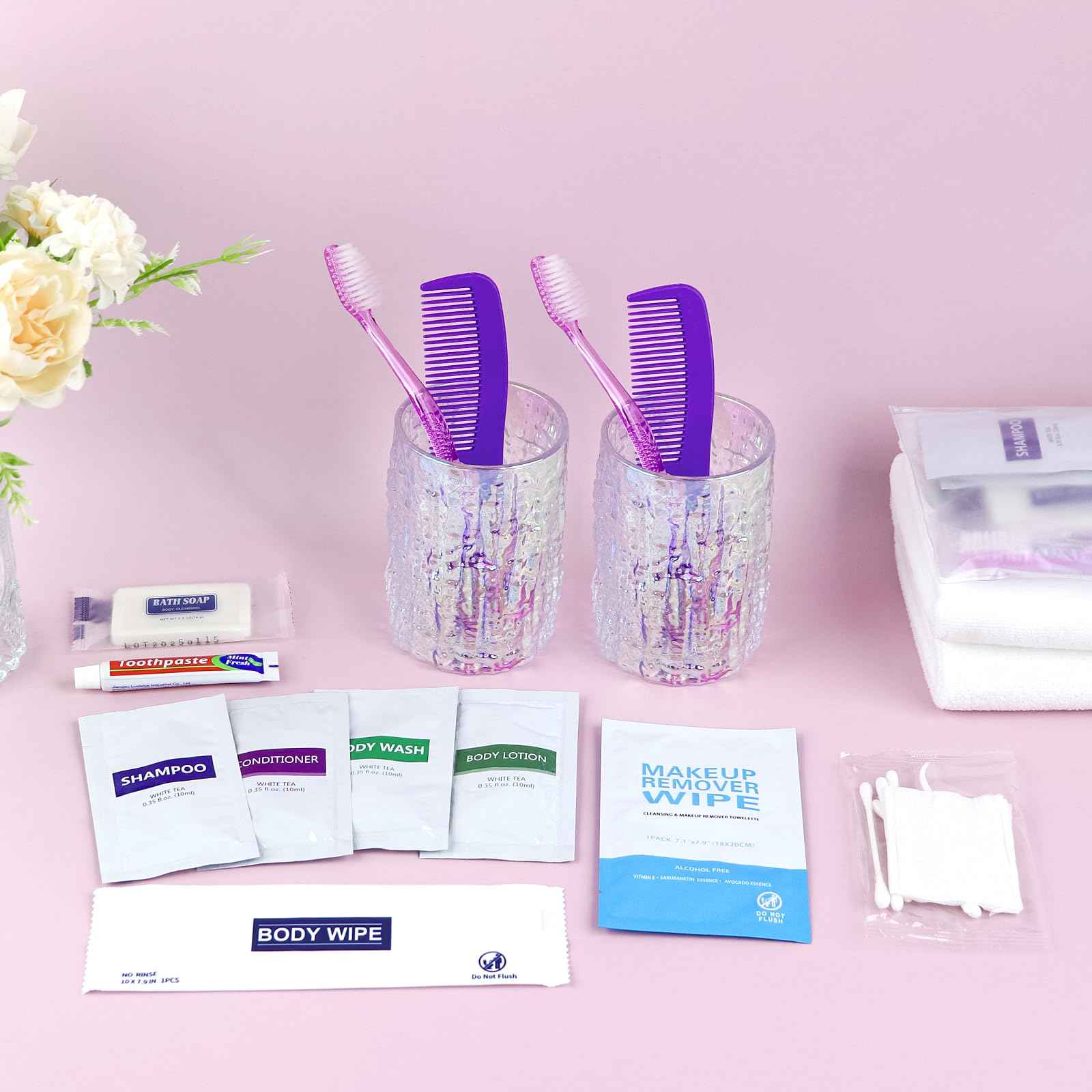 HQSLsund 20 Kits Travel Toiletry Kit Bulk, Personal Hygiene Kit, Disposable Hygiene Kit Homeless Care Supplies Charity Kit For Home, Hotel, Camping, Travel