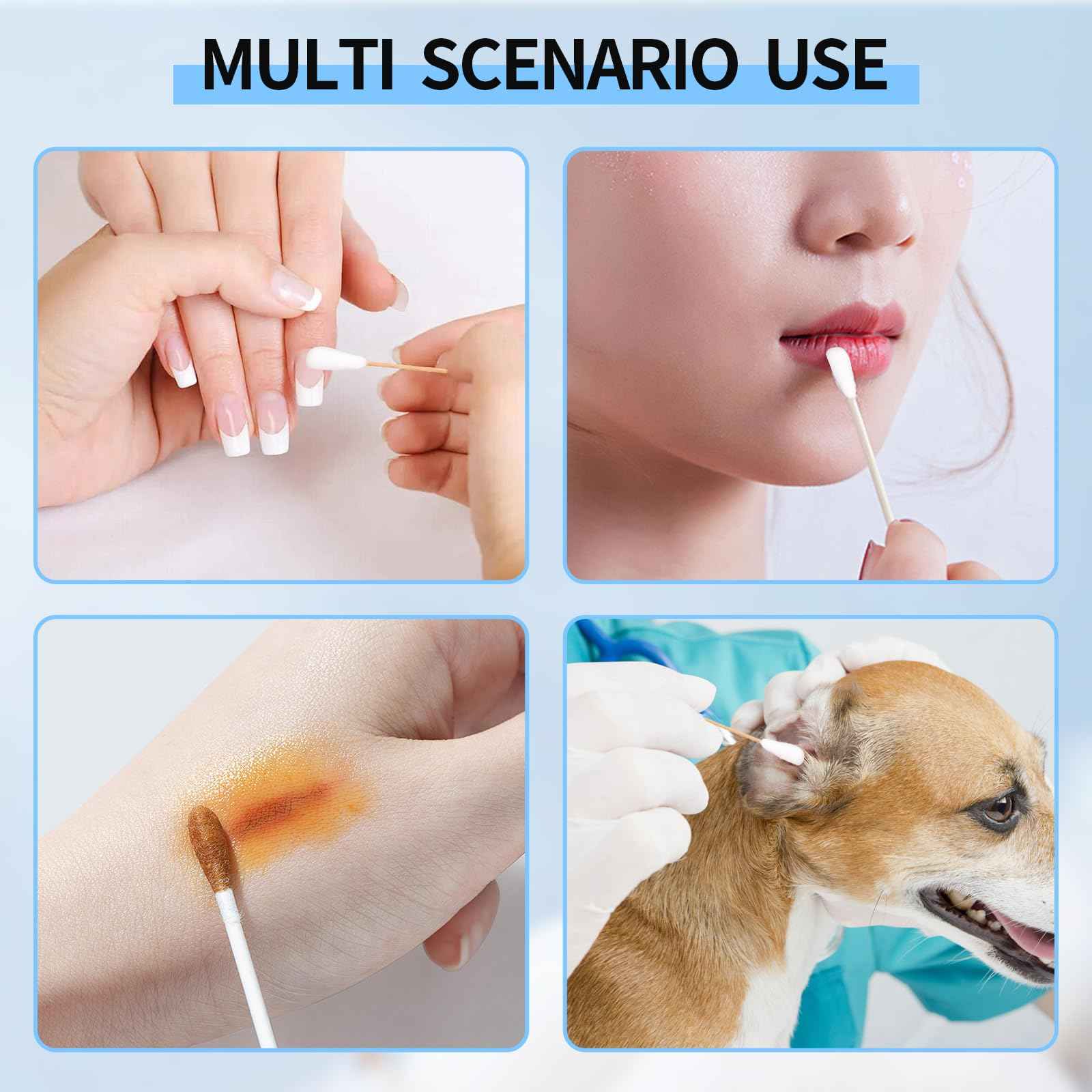 Long q Tips for Cleaning 10 Inch, 100pcs Cotton Swabs, Long 10" Cotton Tipped Applicators with Large 1/2" Diameter Swab - Non-sterile