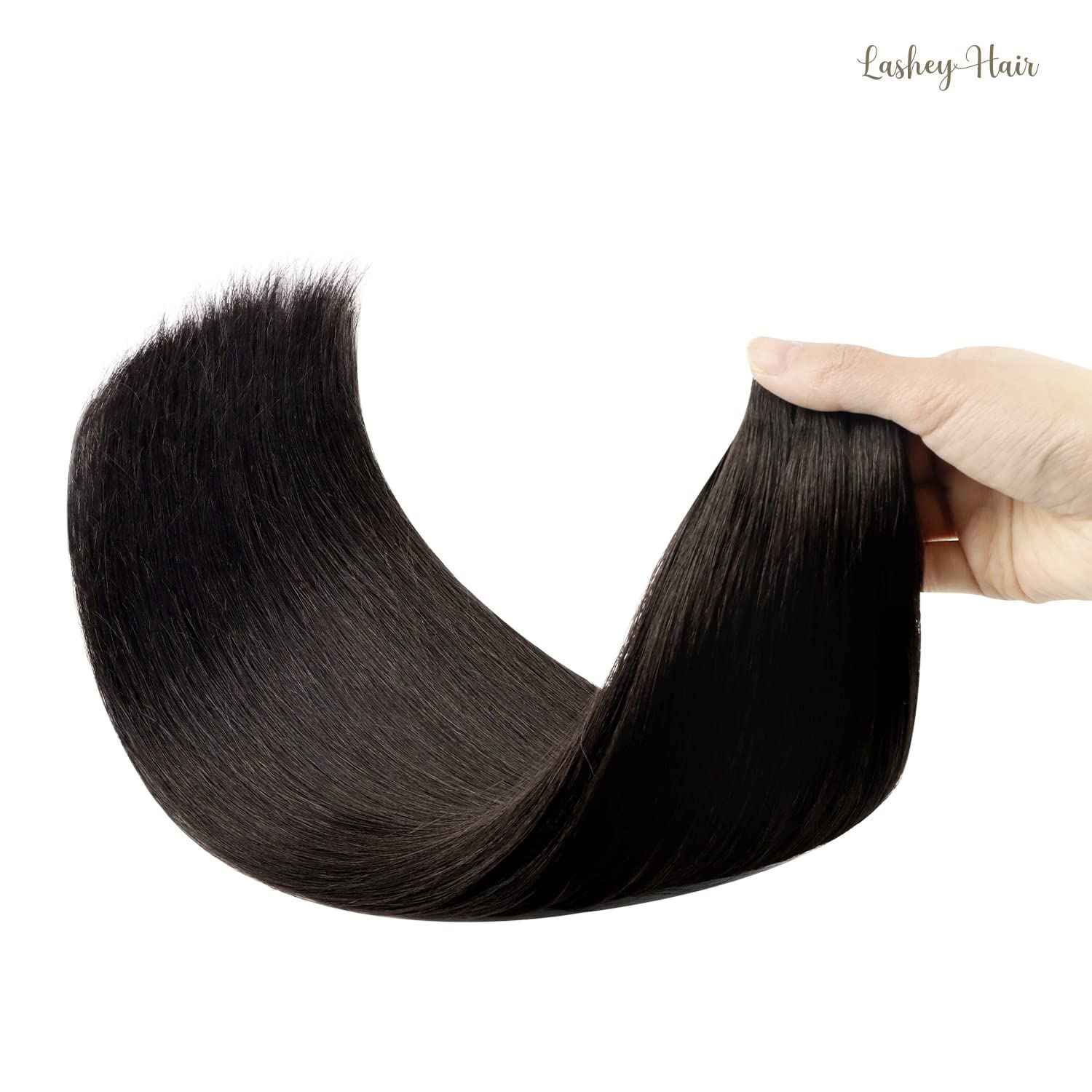 Lashey Tape in Hair Extensions Human Hair, 14 inch Dark Brown Straight Remy Hair Extensions Tape in 20pcs 50g