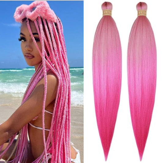 Pink Braiding Hair Pre stretched Kanekalon Prestretched Colored Braiding Hair Ez Braid Braiding Hair Extensions