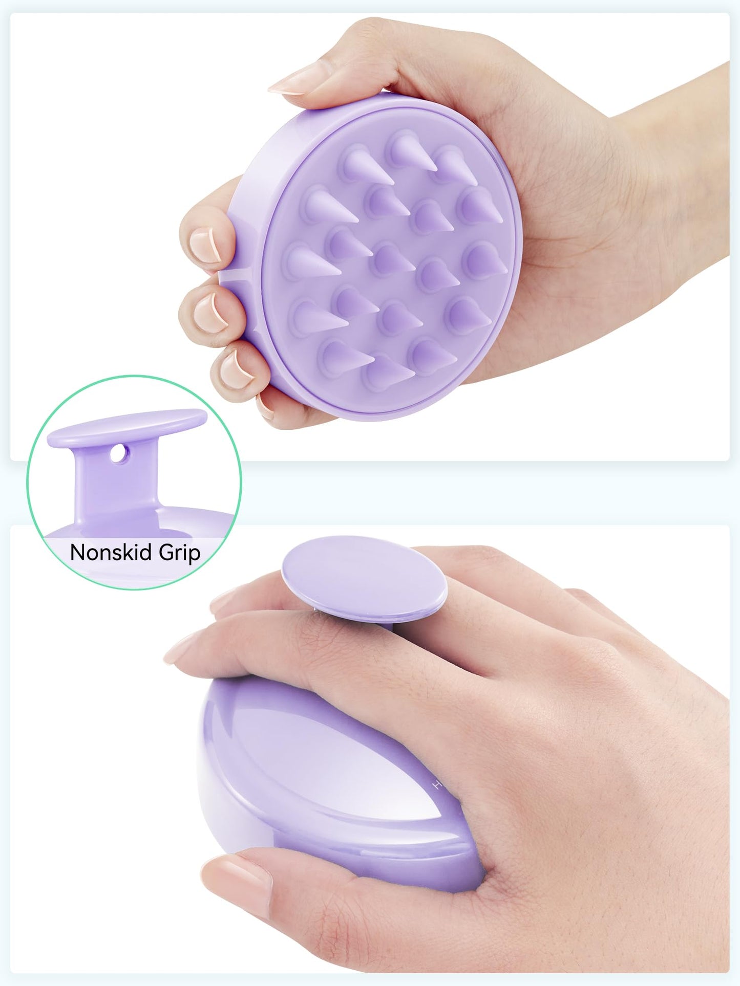 HEETA Scalp Massager Hair Growth, Scalp Scrubber with Soft Silicone Bristles for Hair Growth & Dandruff Removal, Hair Shampoo Brush for Scalp Exfoliator, Light Purple