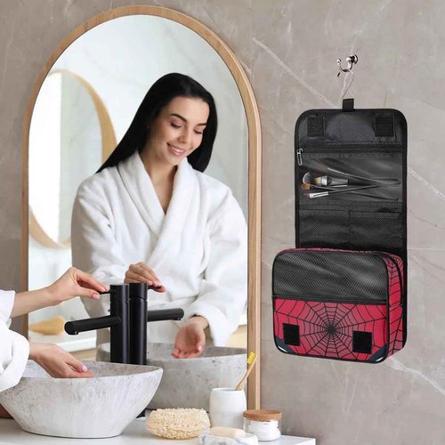 ADTASU Boys Toiletry Bag - Waterproof Kids Hanging Makeup Cosmetic Dopp Kit Spider Web Shaving Bags for Travel Picnic Camping