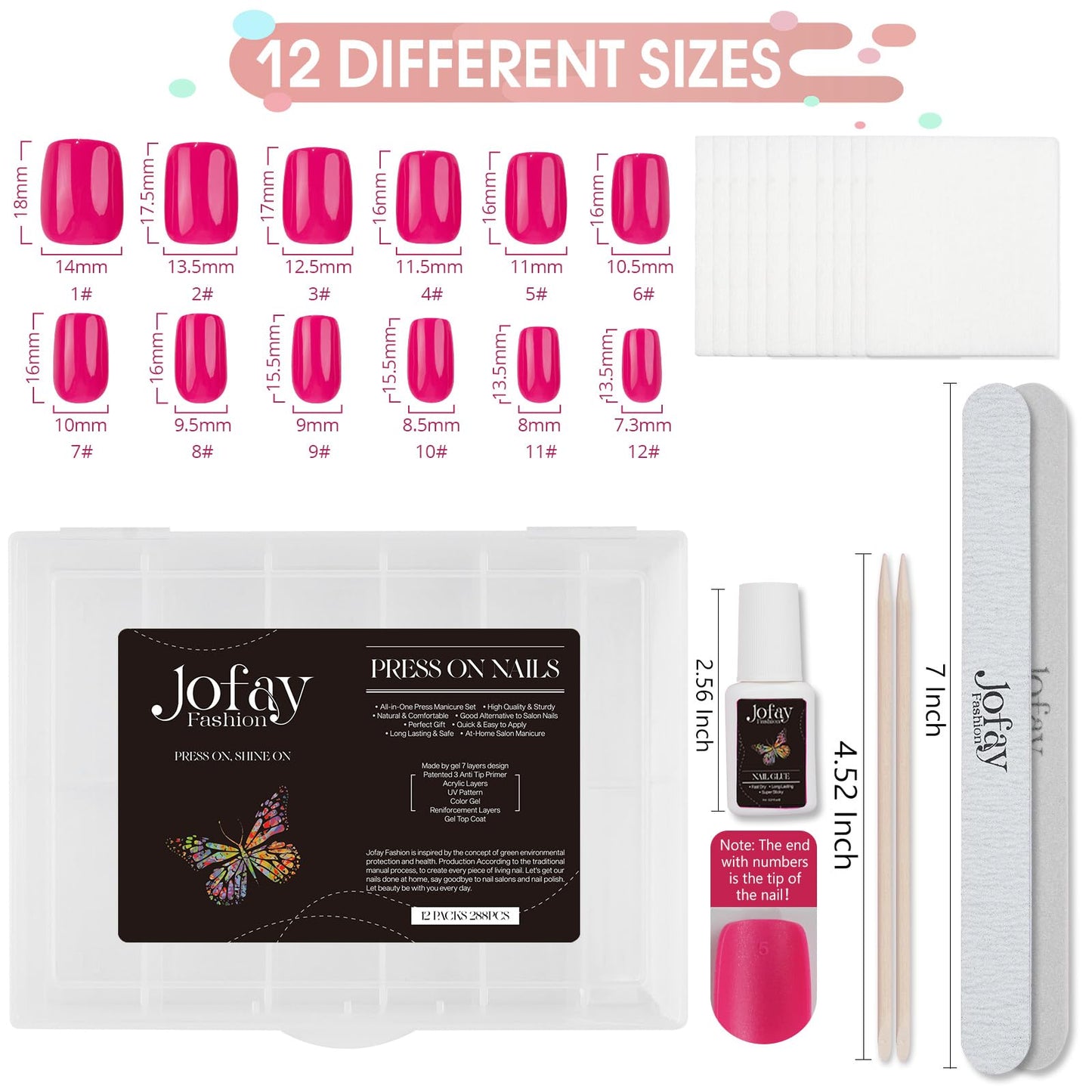 Jofay Fashion Soft Gel Nail Tips - 12 packs Press On Nails Short Square Gel Acrylic Gel Nails Tips kit, Glue On Nails Set, Fit Perfectly & Natural Stick On Nails Pack (Classic Short Nails,288PCS)