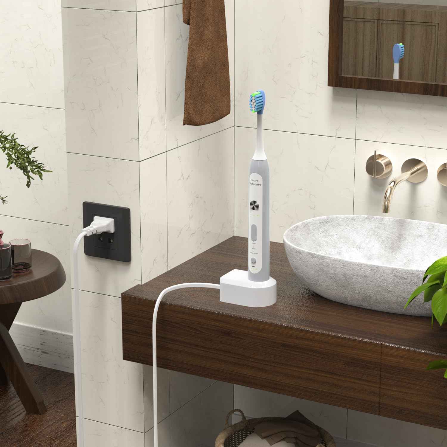 LIANSUM Charger Base Compatible with Philips Sonicare Electric Toothbrush HX6100, Flosser, HX9000/HX8000/ HX6000/HX3000 Series Portable Waterproof Travel Charging Power Cord