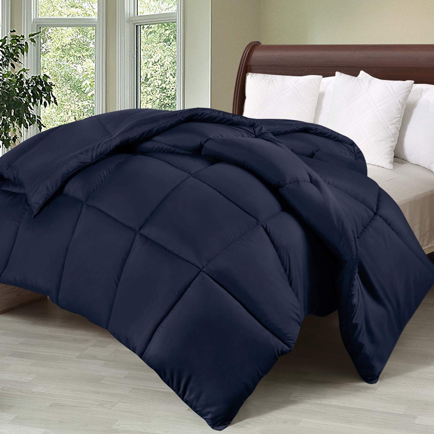 Utopia Bedding Comforter Duvet Insert, Quilted Comforter with Corner Tabs, Box Stitched Down Alternative Comforter King (Navy)