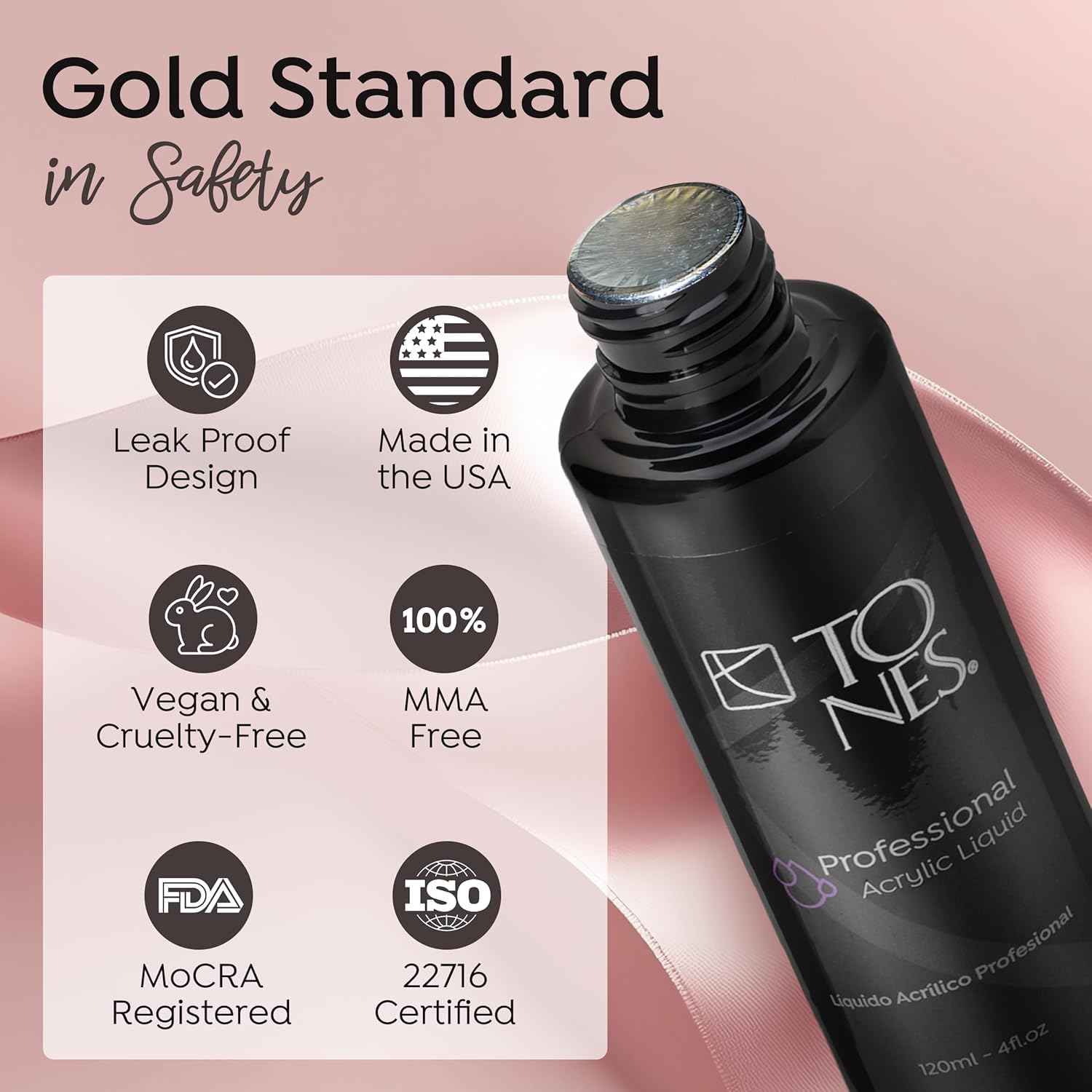 Tones Watermelon Scented EMA Monomer - Odor Neutralizing Acrylic Nail Liquid, Non-Yellowing, Superior Adhesion for Flawless Sets - MMA-Free - Made in USA (8 Fl Oz)